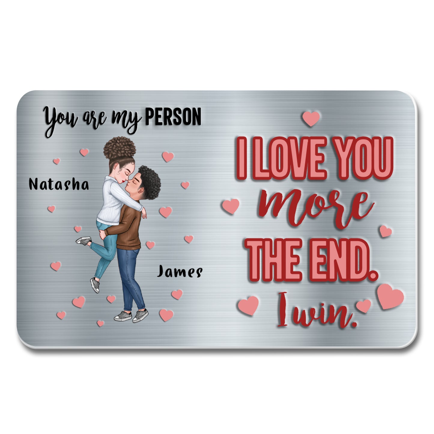 Carte portefeuille personnalisée en aluminium « Je t'aime plus que tout » (fin) – Couple romantique – CPL251_ALCA