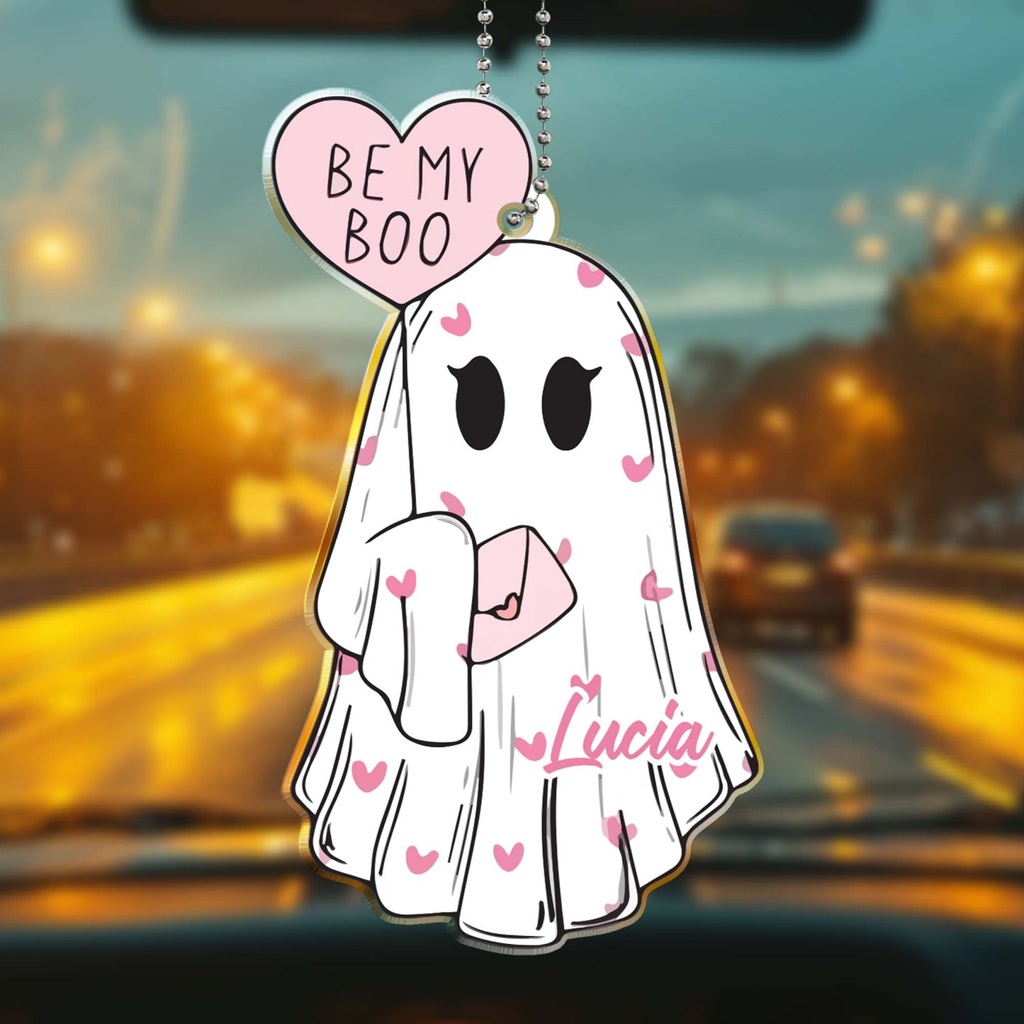 Be My Boo Ghost With Hearts Personalized Ornament