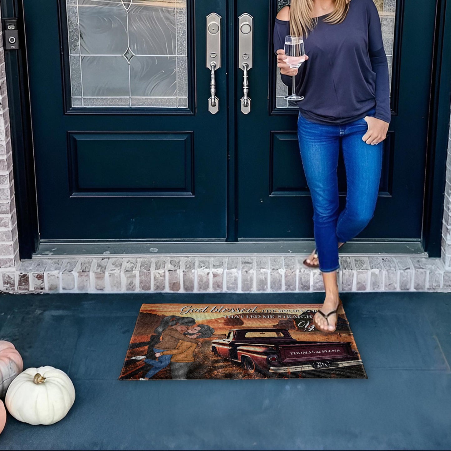 God Blessed The Broken Road Couple And Pickup Truck