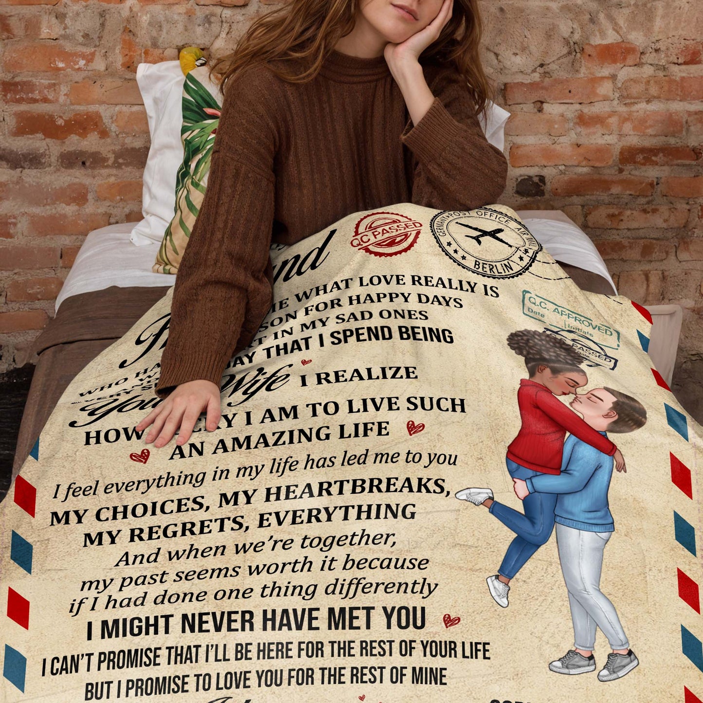 Manta "Para mi esposo: Una vida increíble, expresión de amor" - Manta personalizada - CPL269_BLK