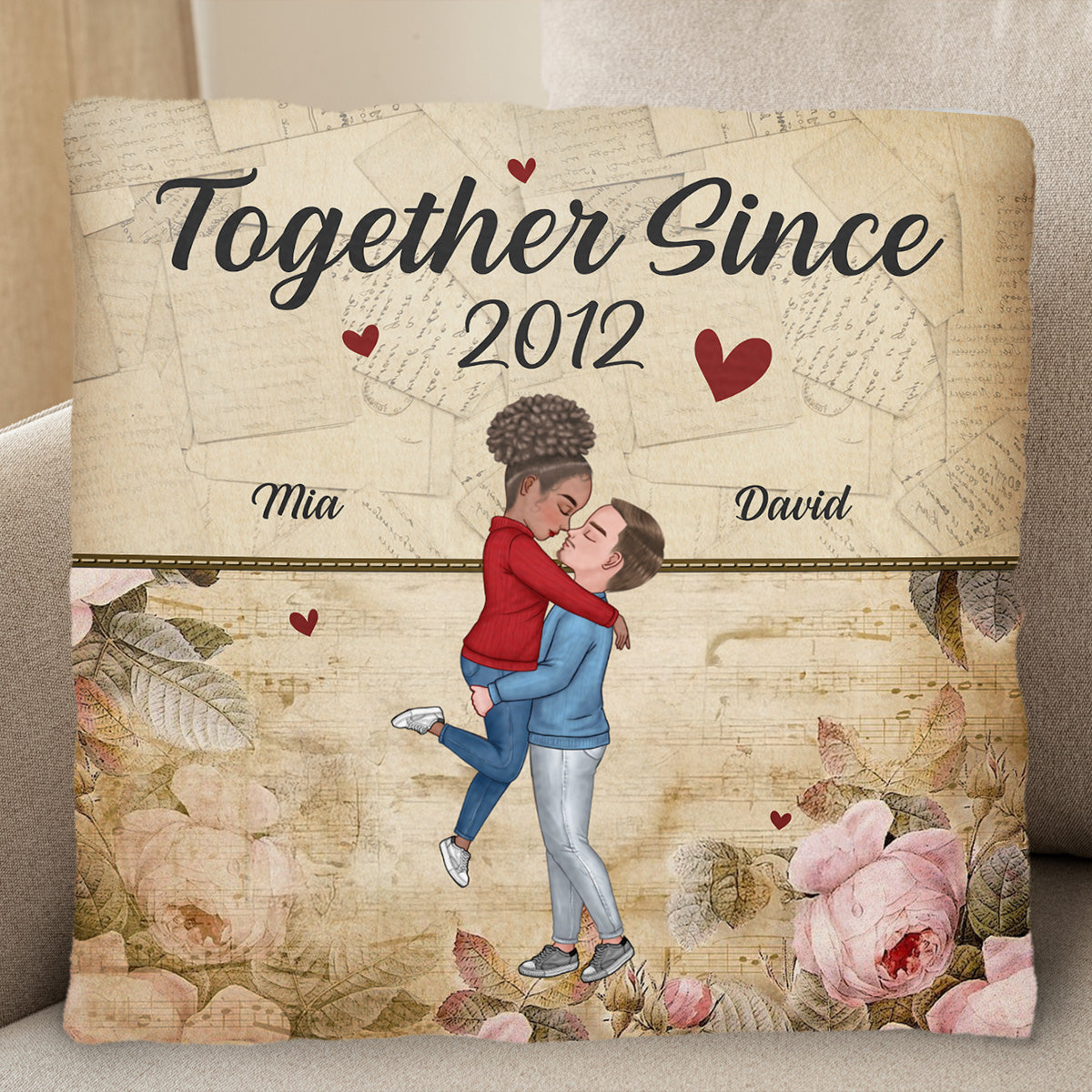 Together Since With Couple, Hearts, And Roses