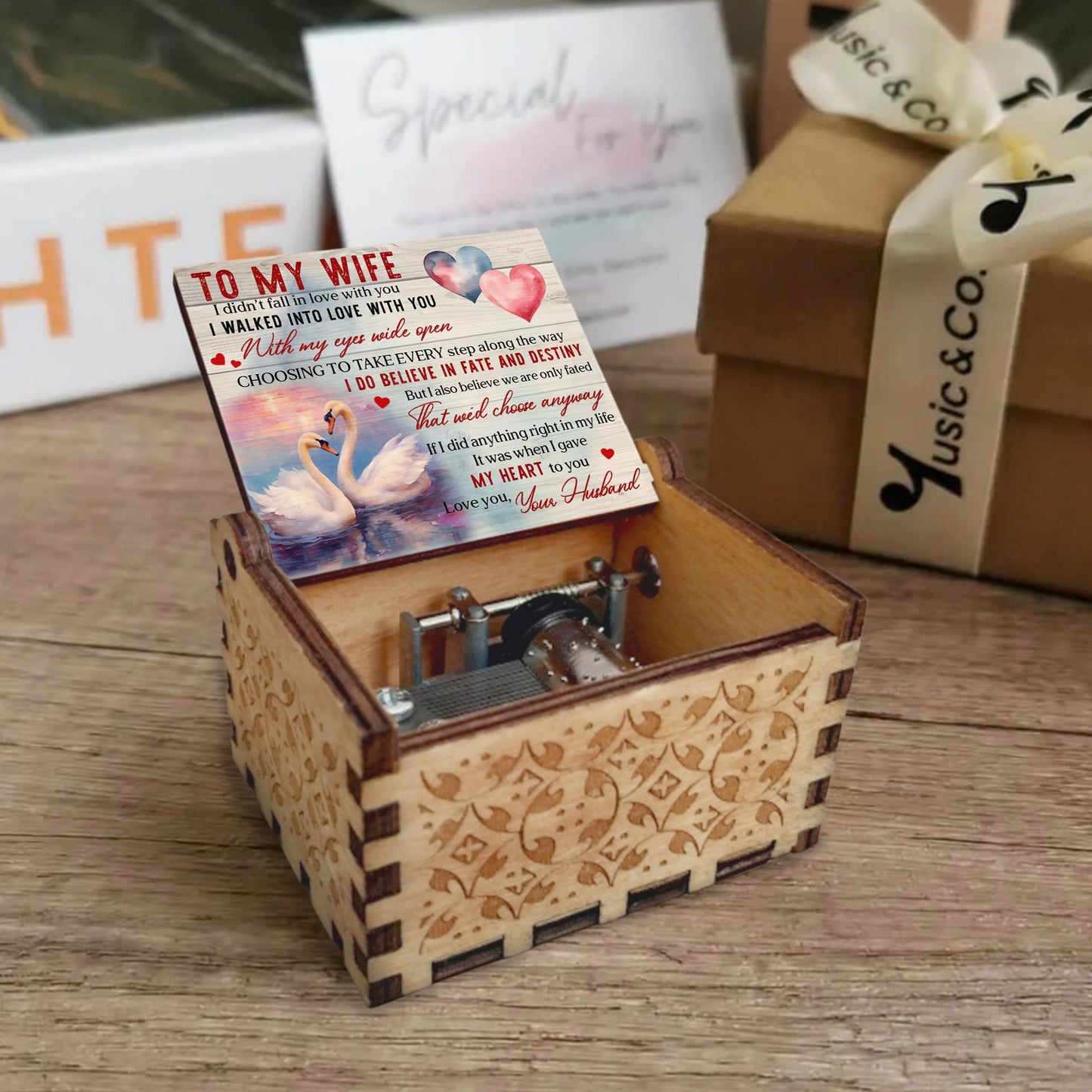 I Walked Into Love With Swans And Heart Design