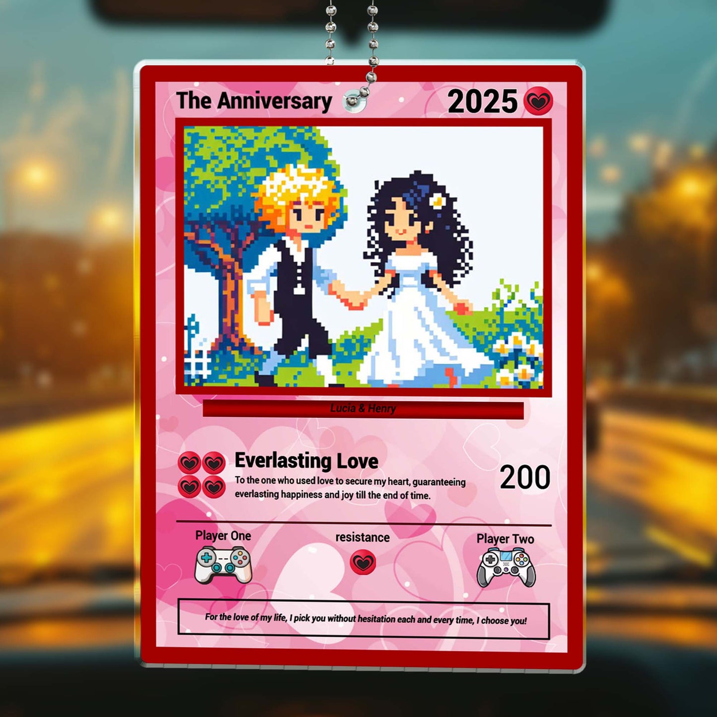 Everlasting Love Pixel Art Wedding Couple Ornament