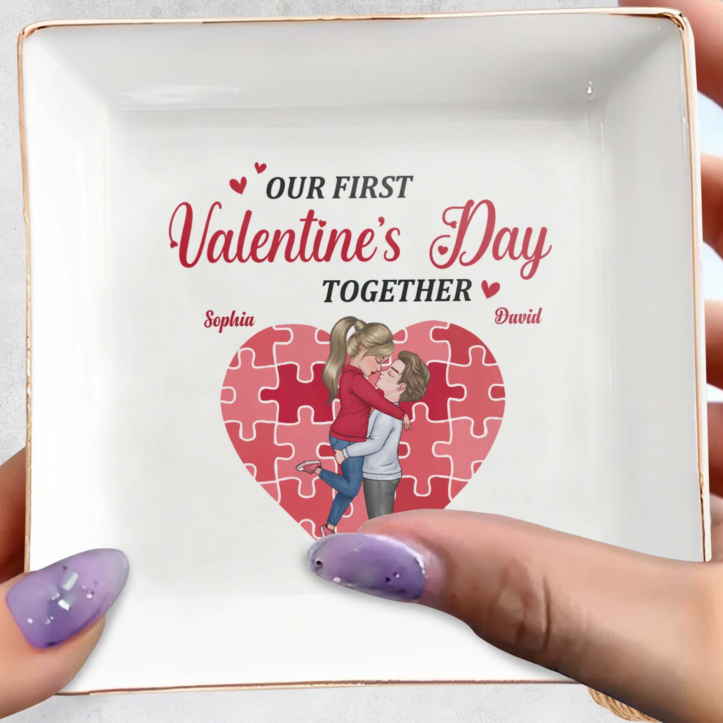 Our First Valentine's Day Together Heart And Puzzle
