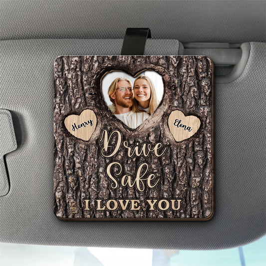 Drive Safe I Love You Visor Clip With Heart Shaped Frame