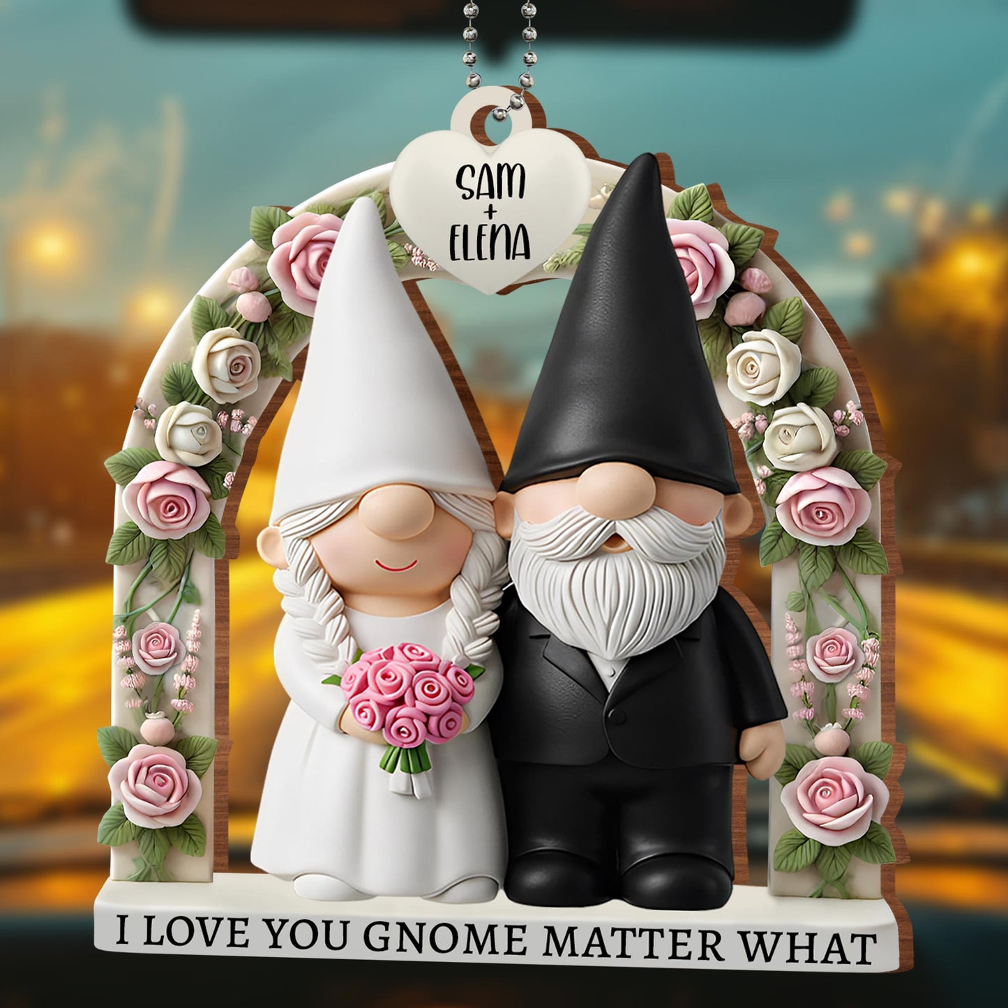 I Love You Gnome Matter What With Roses And Heart