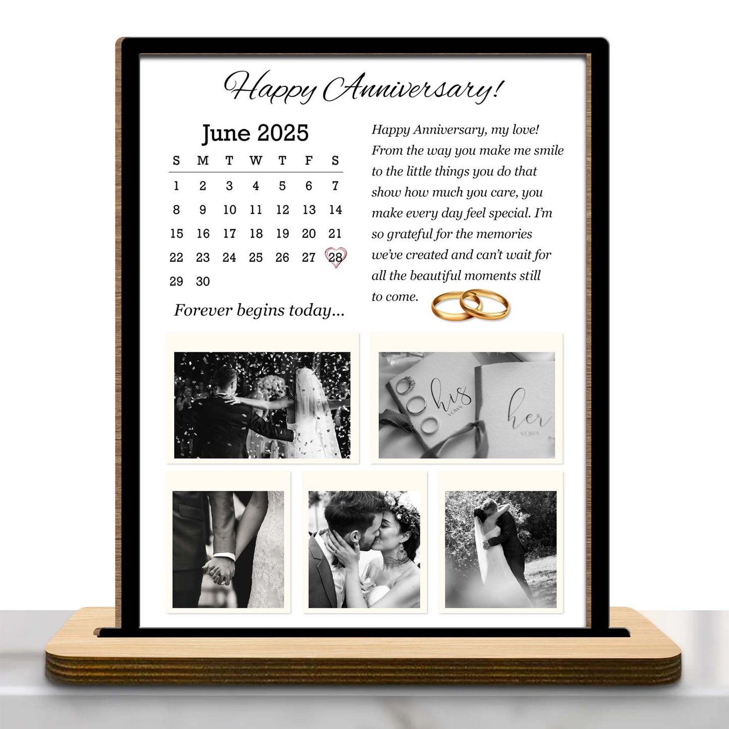 Happy Anniversary, Forever Begins Today, Calendar and Wedding Rings