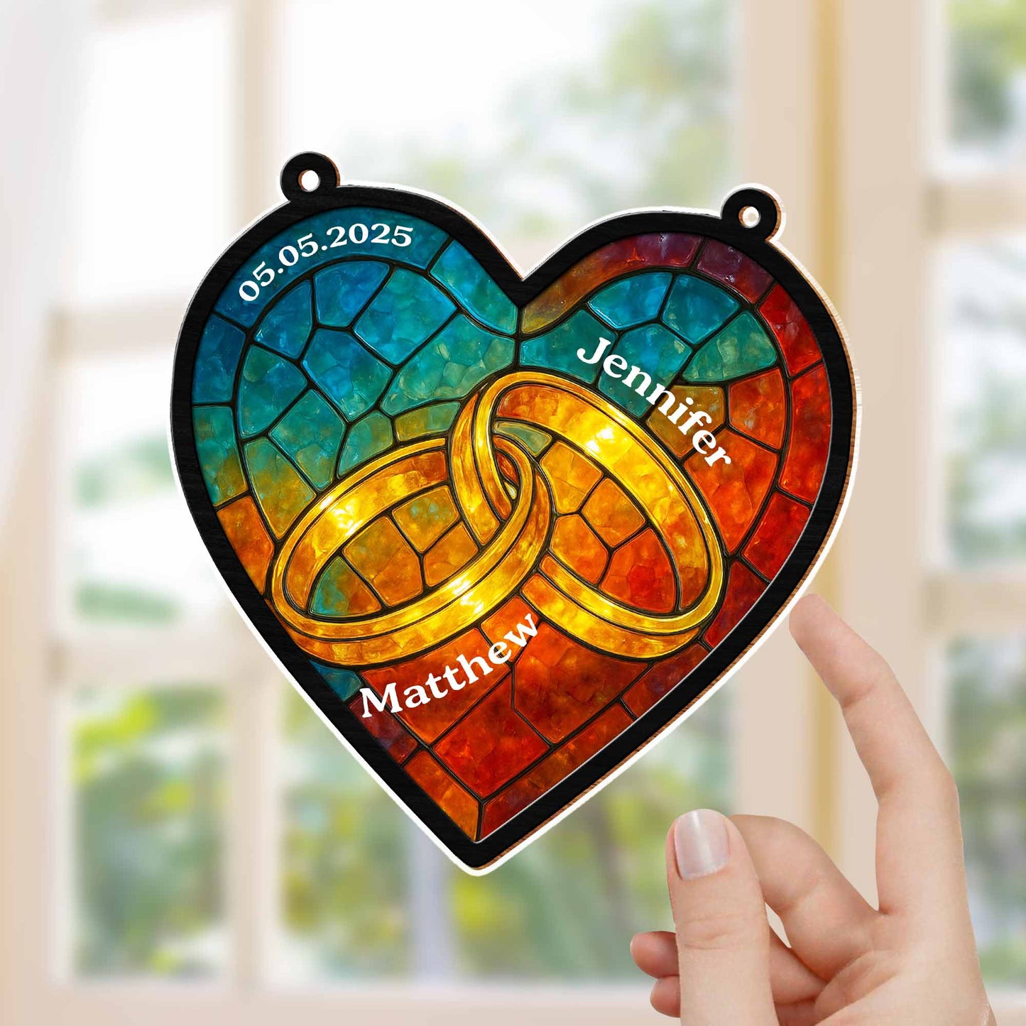 Celebrate Your Special Bond With Interlocked Rings Suncatcher