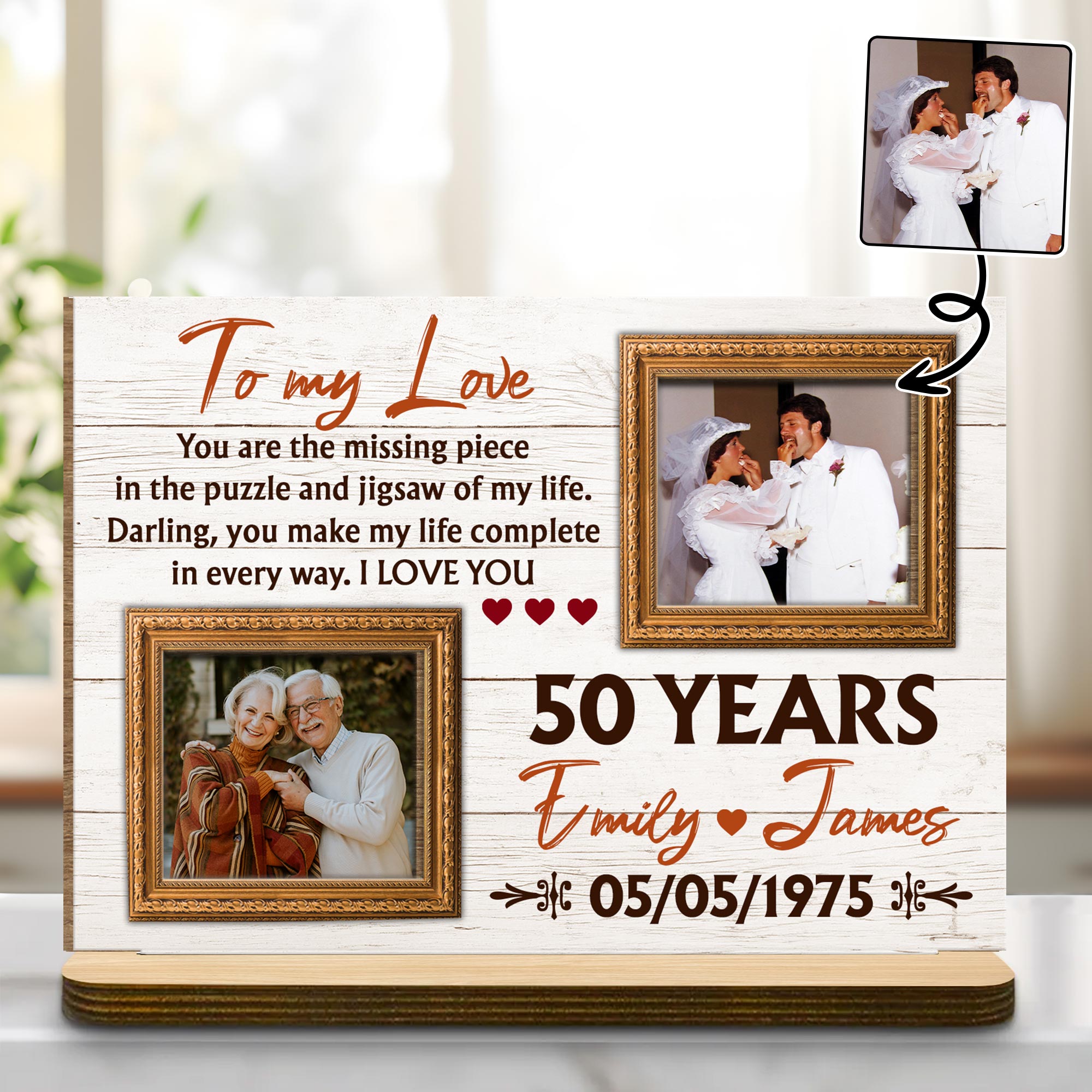 To My Mom, I Know It's Not Easy For A Woman To Raise A Child, Roses And Heart Personalized Custom 2 Layer Wood Plaque With Flat Base Mom066 Wpla