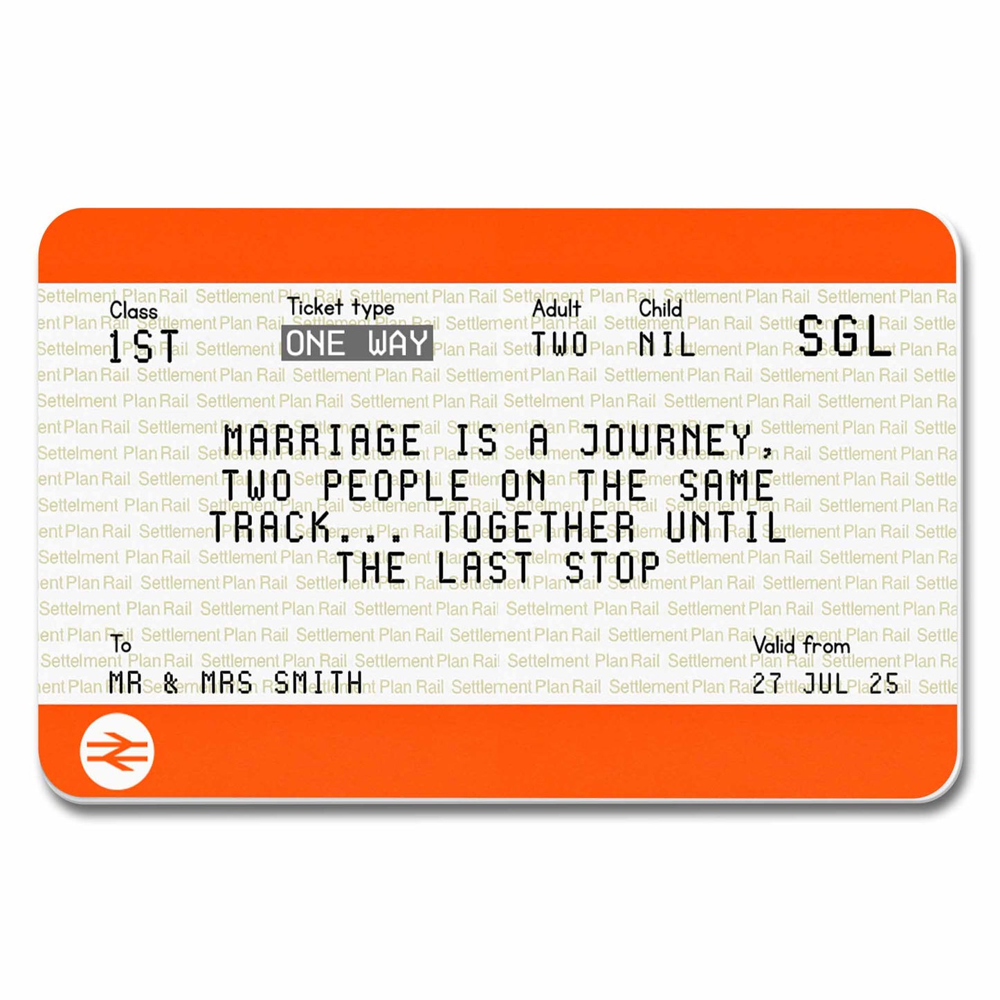 Le mariage est un voyage entre deux personnes sur la même voie – Carte portefeuille personnalisée en aluminium – CPL461_ALCA