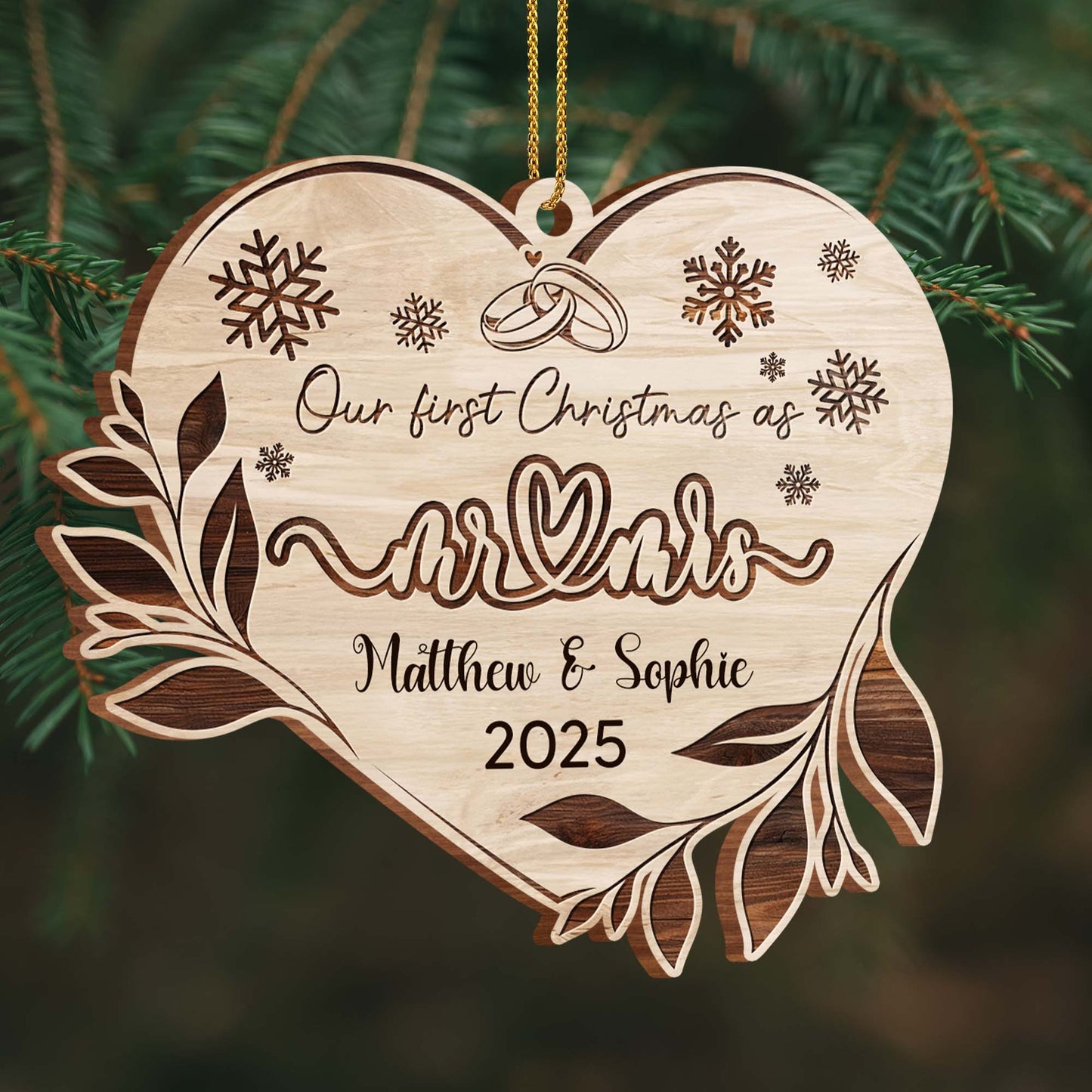 Our First Christmas As Mr & Mrs, Snowflakes And Leaves