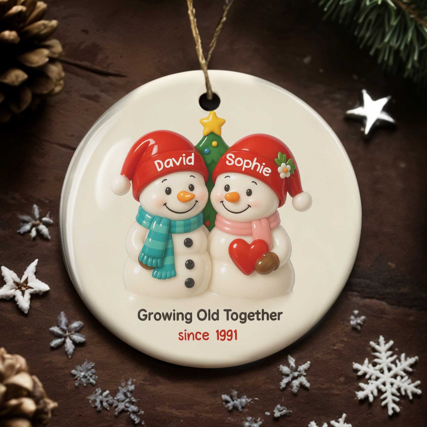 Growing Old Together Snowmen With Heart