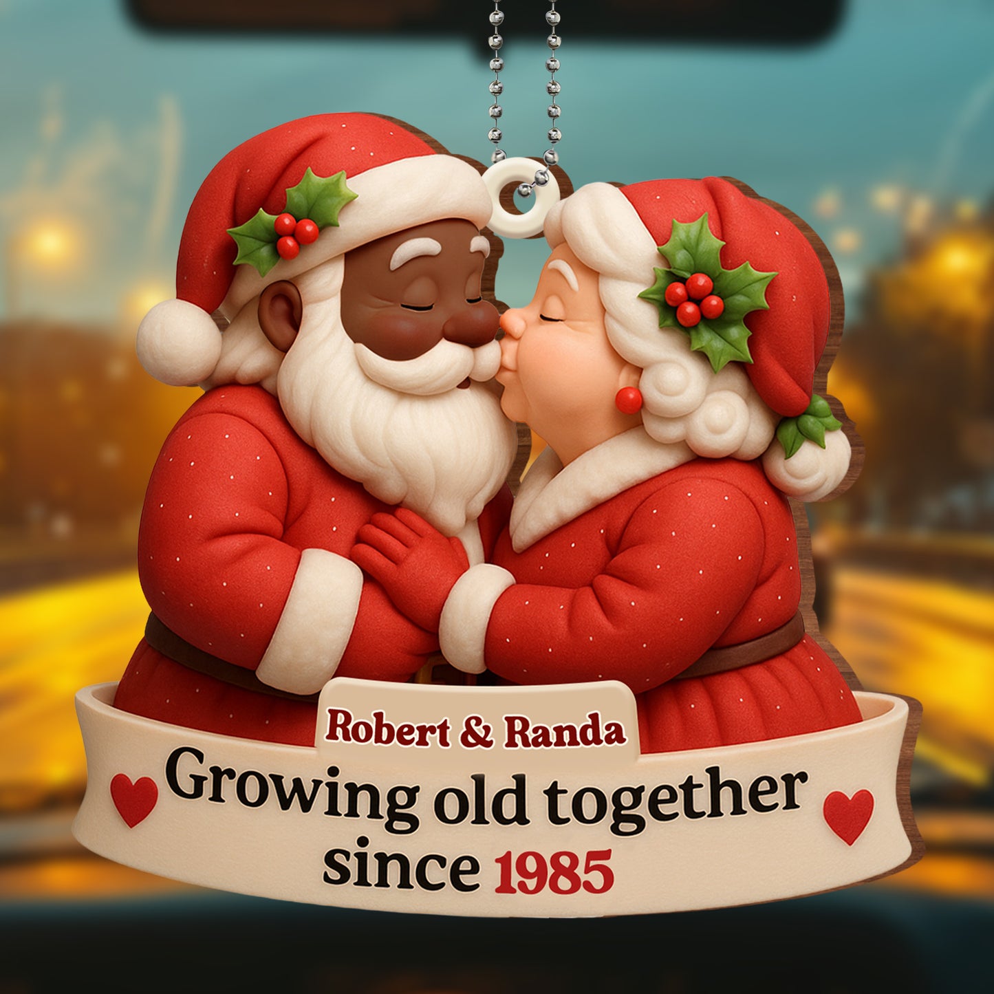 Growing Old Together, Santa Claus And Holly Design
