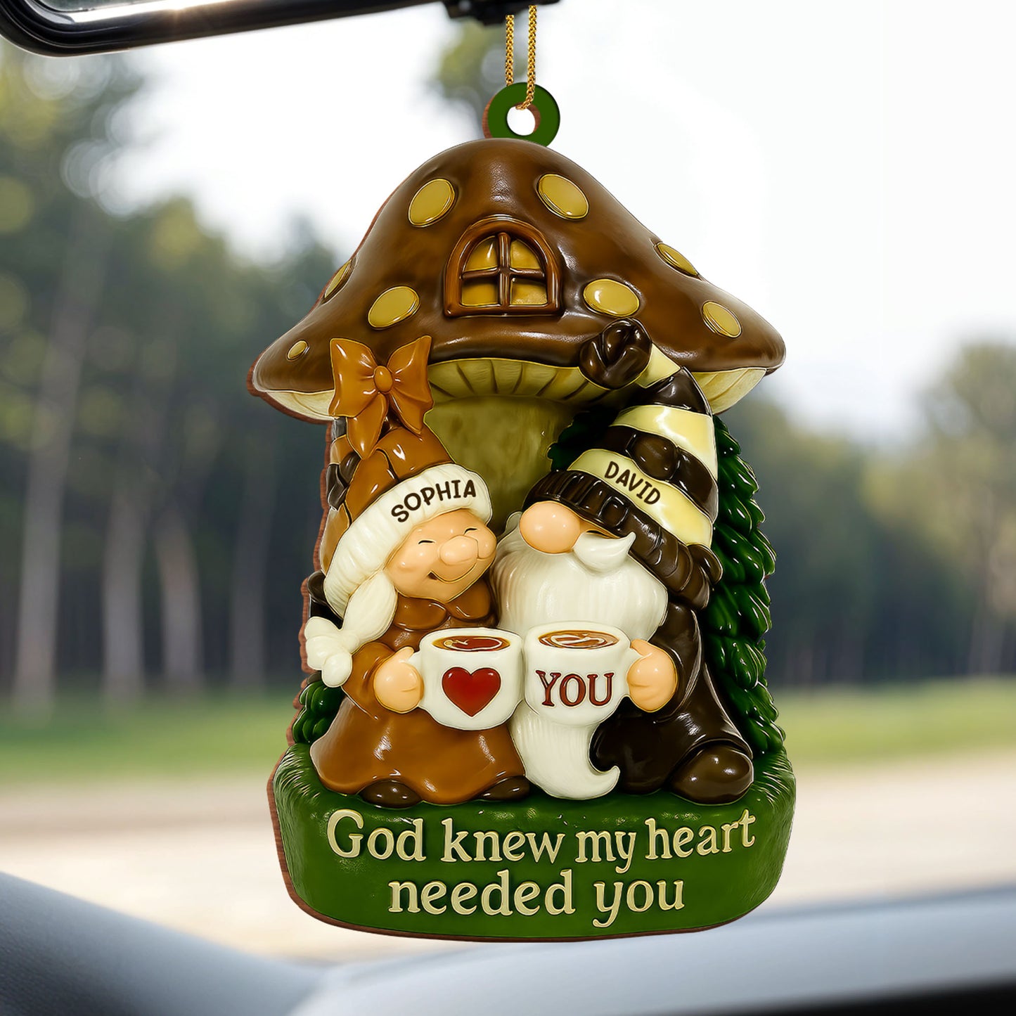 Dios sabía que mi corazón te necesitaba, Casa Hongo - Adorno de madera personalizado, forma personalizada - CPL525_WDO