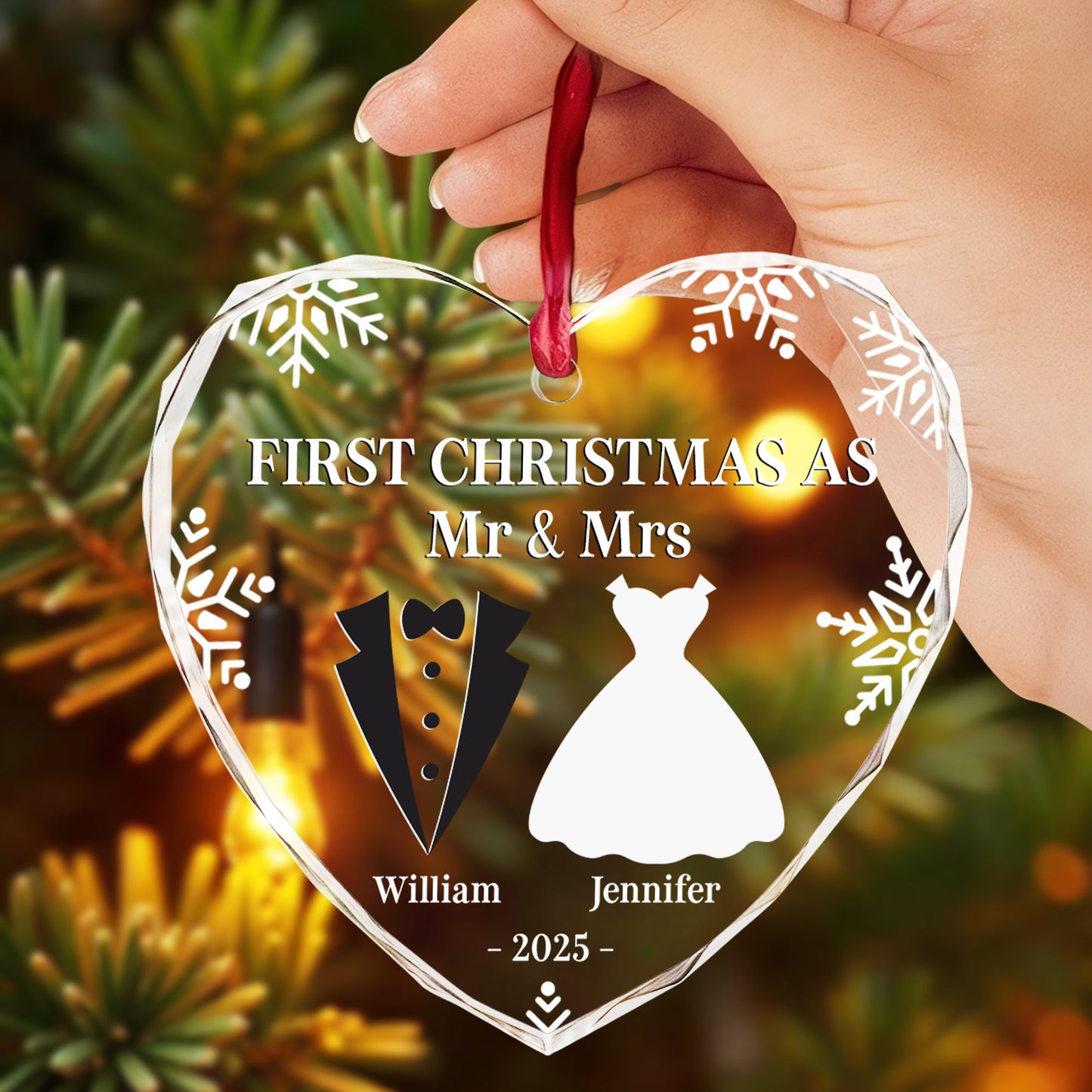 First Christmas As Mr & Mrs, Tuxedo And Wedding Dress