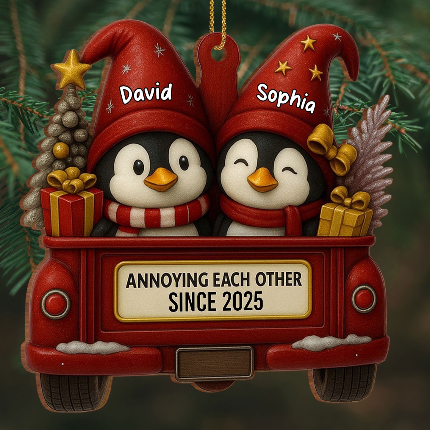 Annoying Each Other Since, Penguins In Vintage Truck