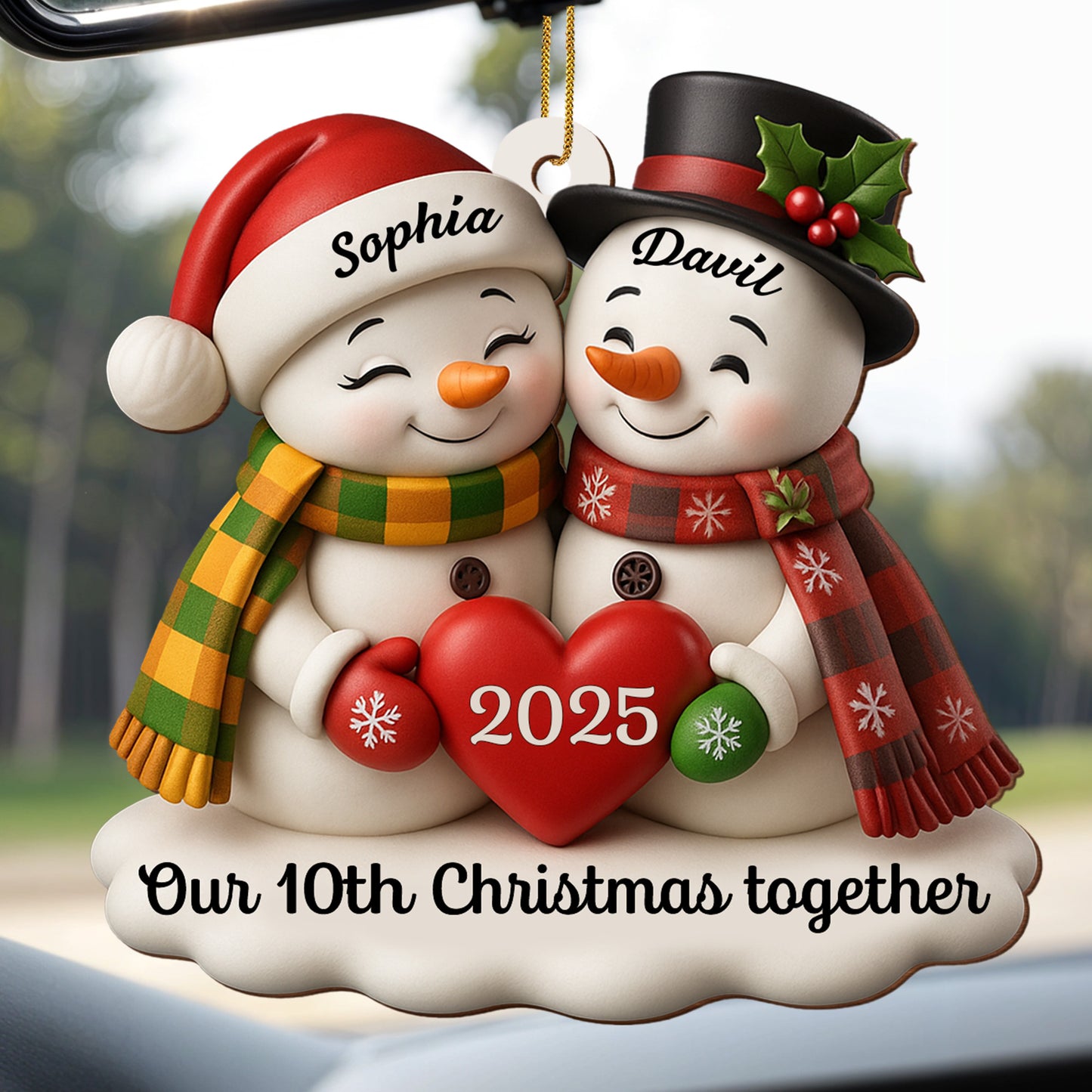 Our Christmas Together, Snowmen With Hearts And Holly