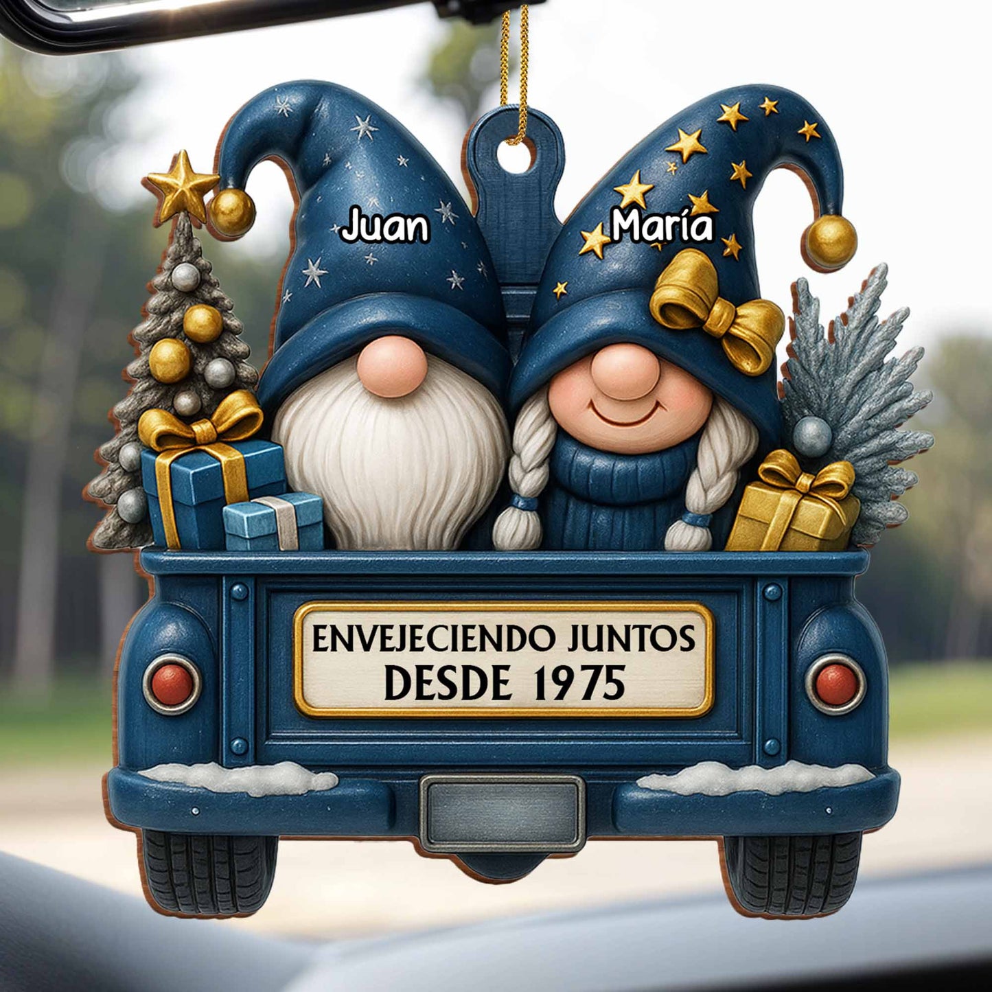 Aging Together Since, Gnomes in Truck with Gifts