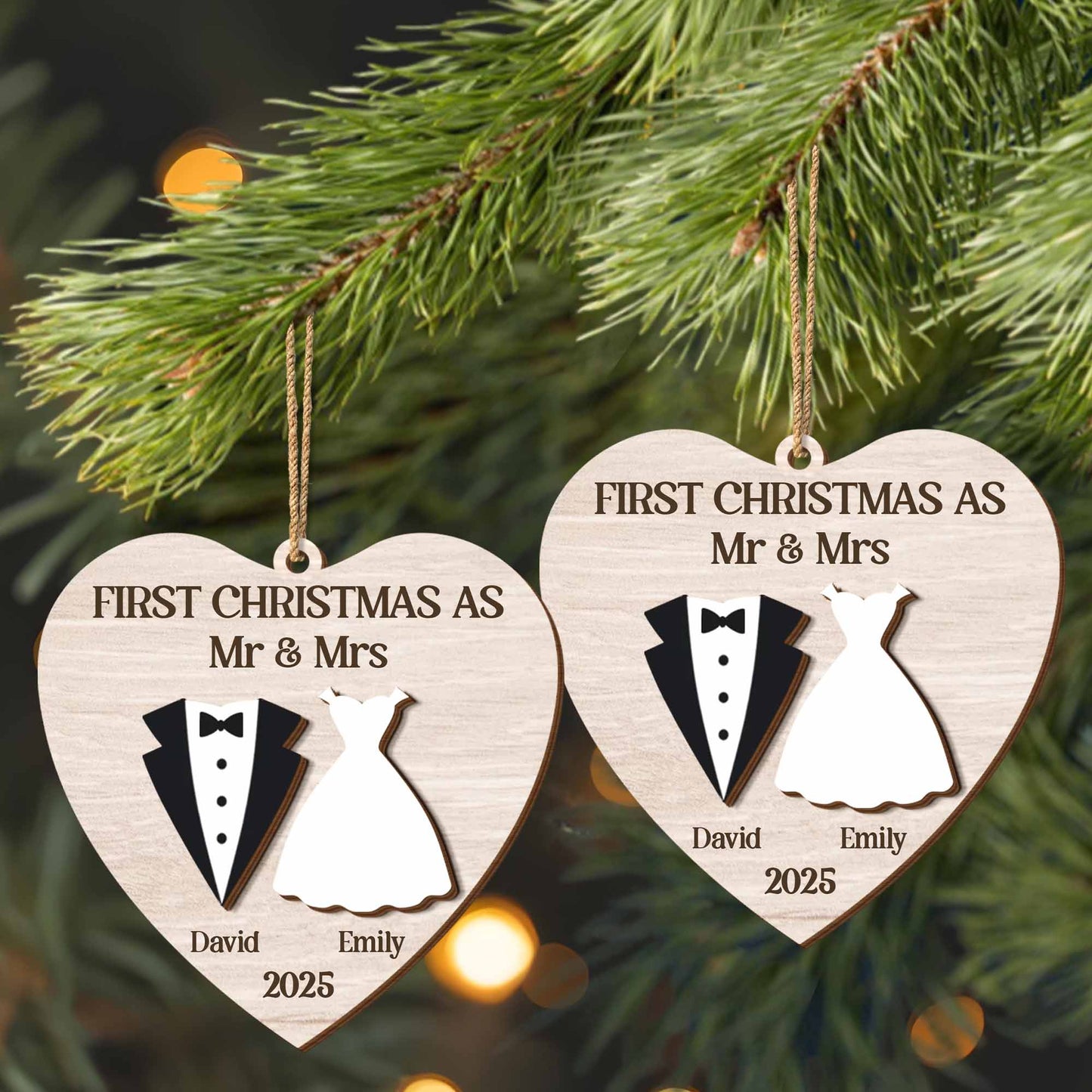 First Christmas As Mr & Mrs, Bride And Groom