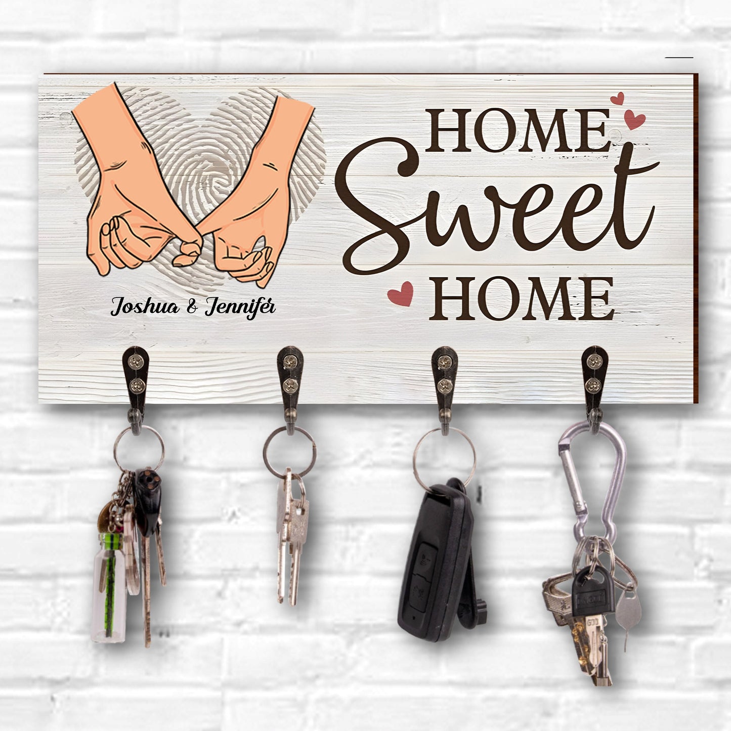 Home Sweet Home Hanging Hands Design - Personalized Key Holder - CPL607_KHO