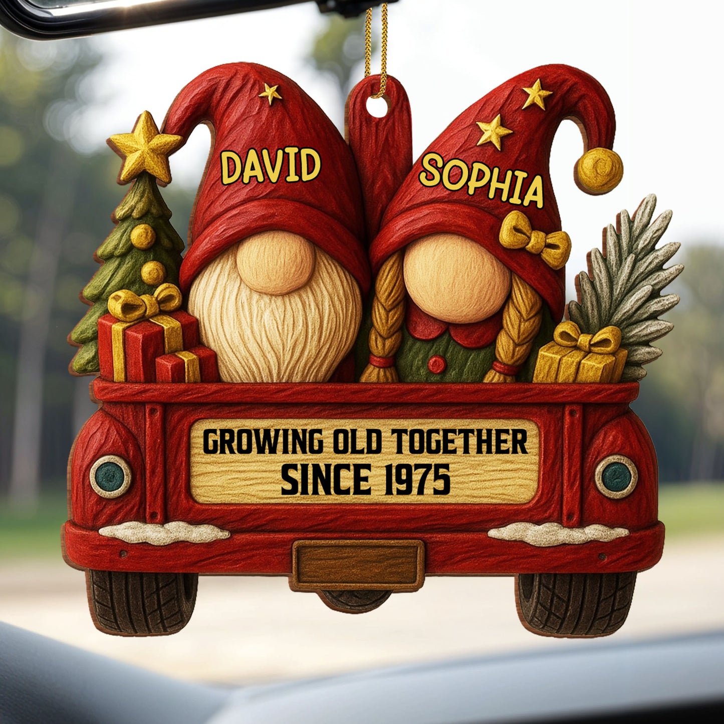 Growing Old Together With Gnomes And Vintage Car