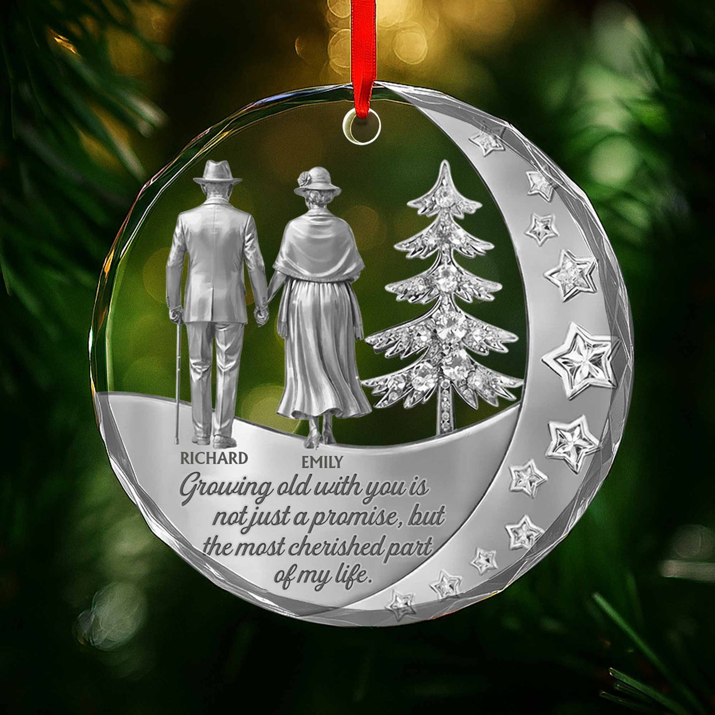 Growing Old With You, Elderly Couple And Christmas Tree