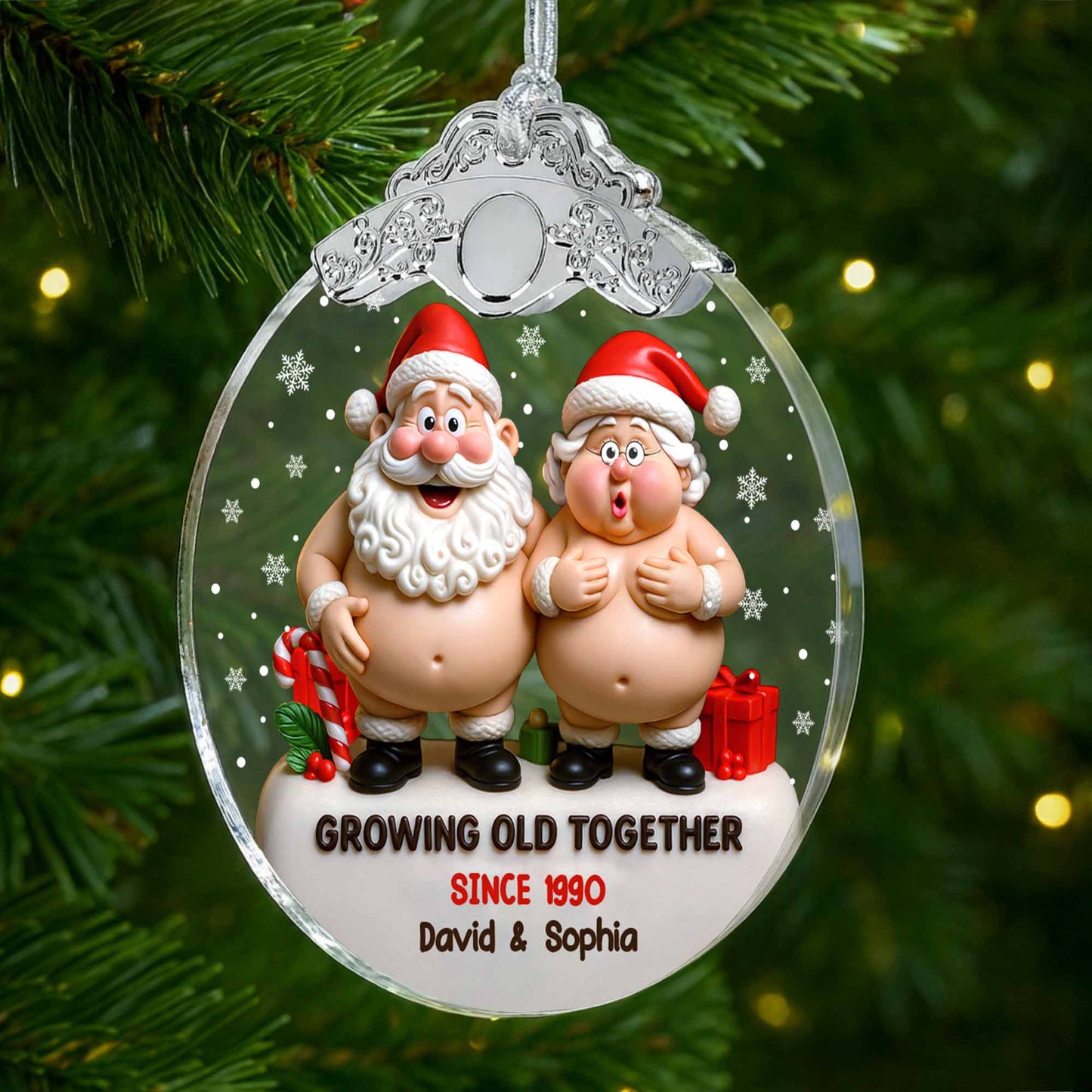 Growing Old Together With Santa Claus And Christmas Gifts