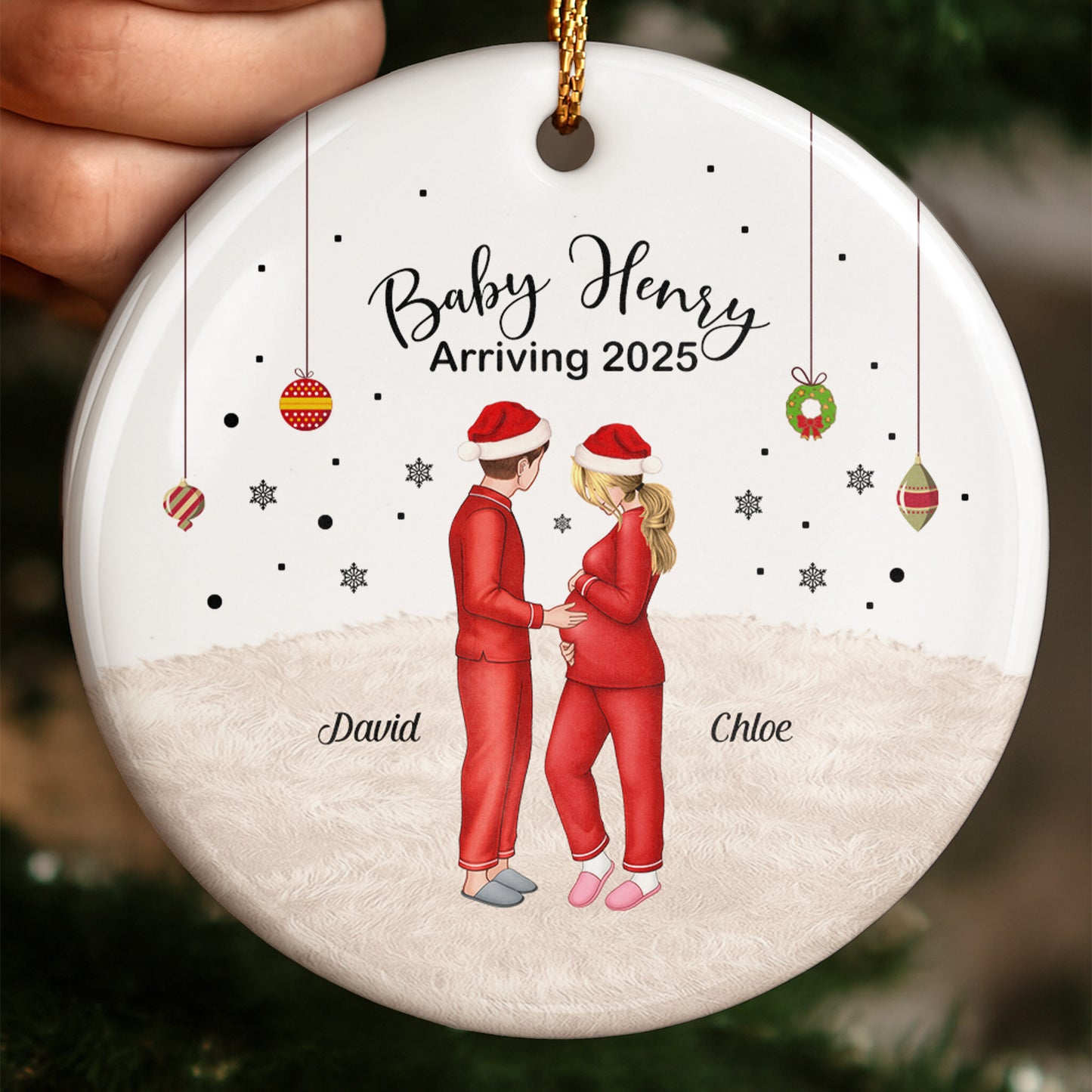 Celebrate The Arrival Of Your Newest Family Member, Couple In Santa Hats