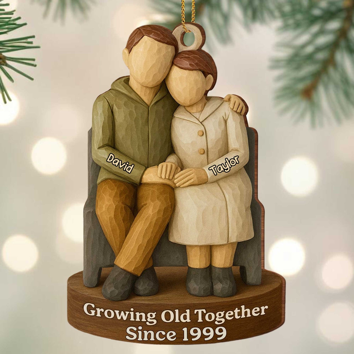 Growing Old Together, Personalized Couple On Bench