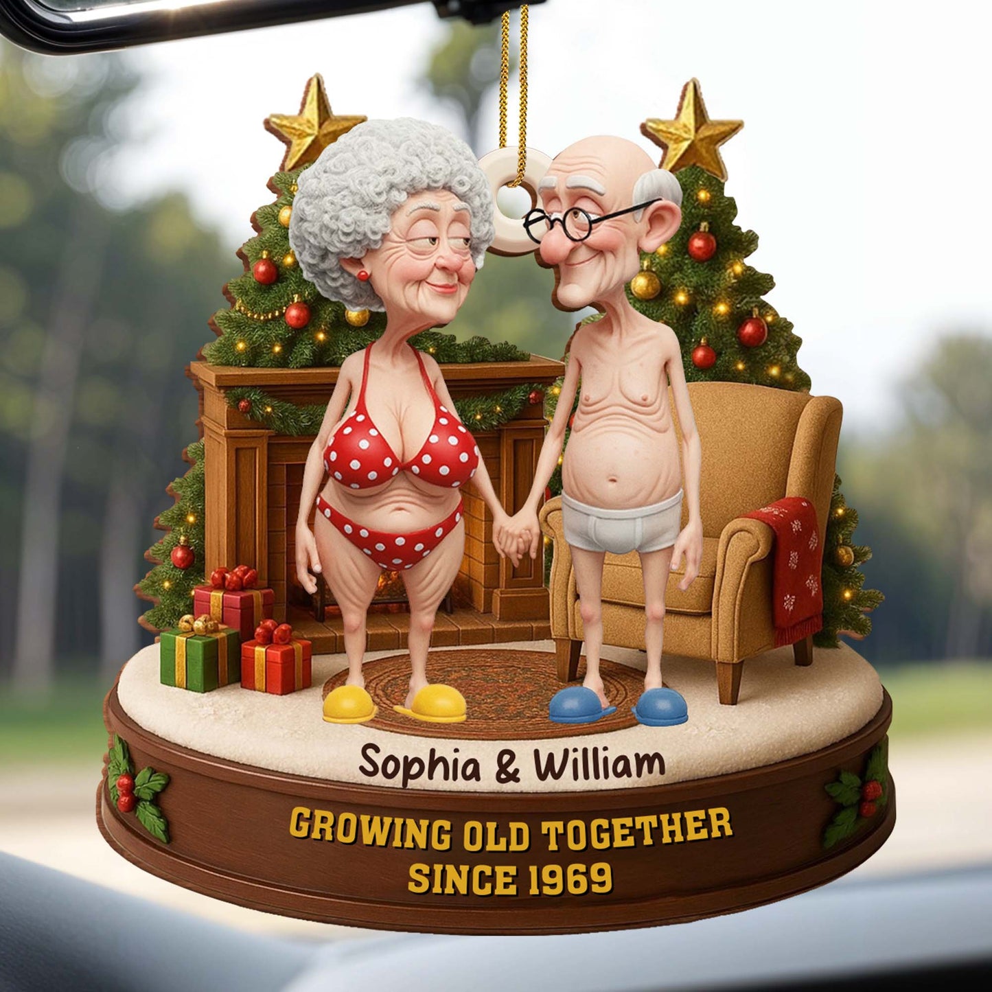 Growing Old Together, Elderly Couple Ornament