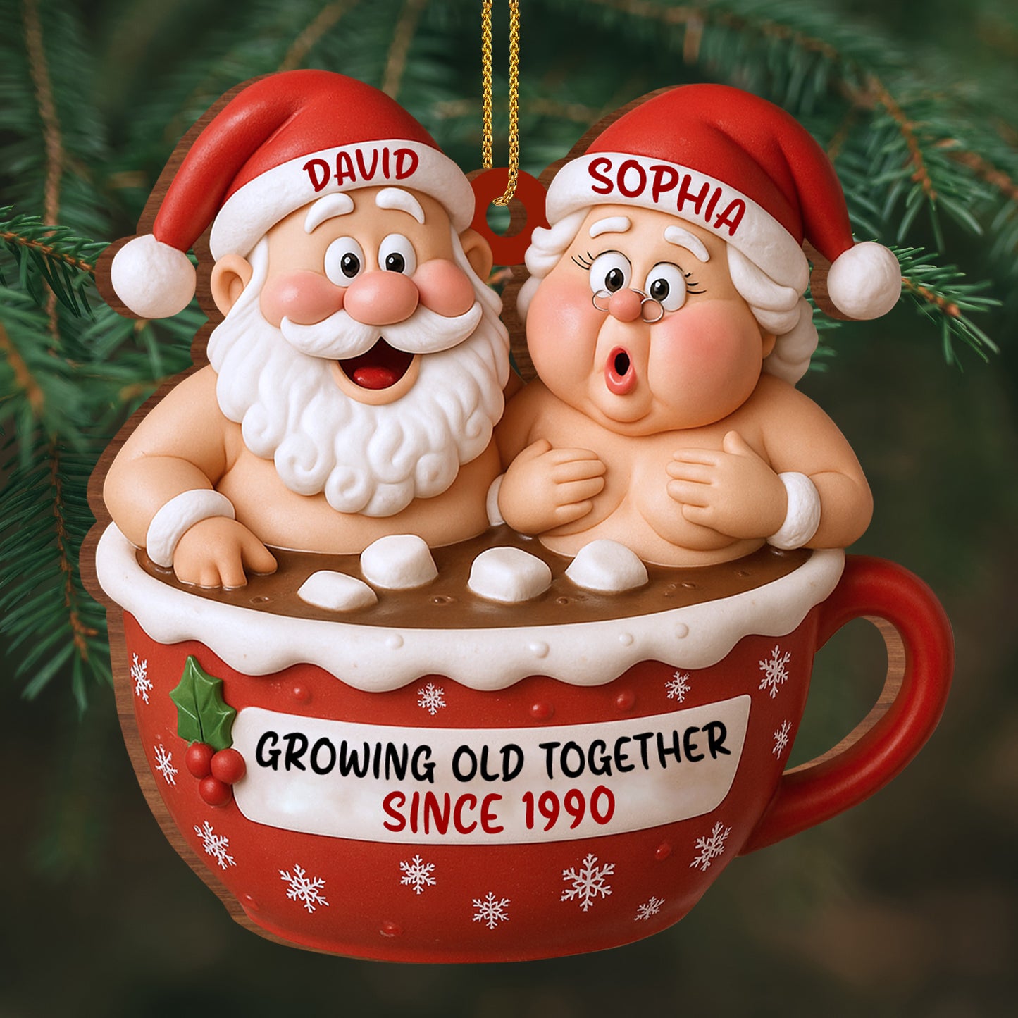 Growing Old Together Santa Claus In Hot Chocolate Cup