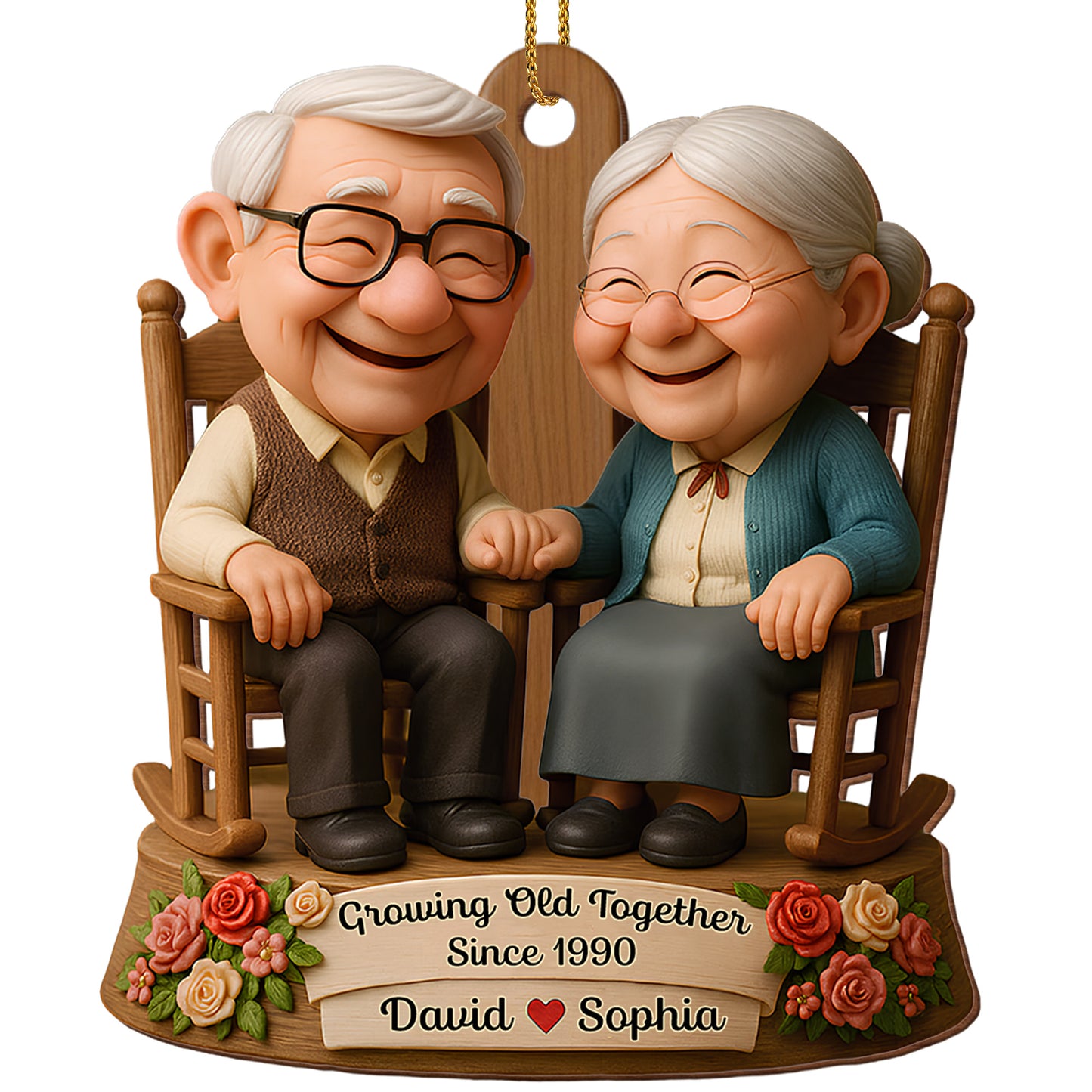 Growing Old Together, Elderly Couple On Rocking Chair