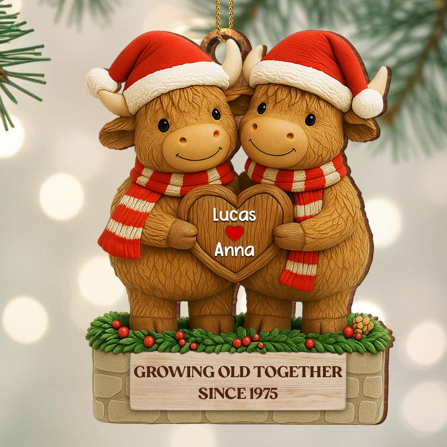 Growing Old Together, Oxen With Christmas Hats