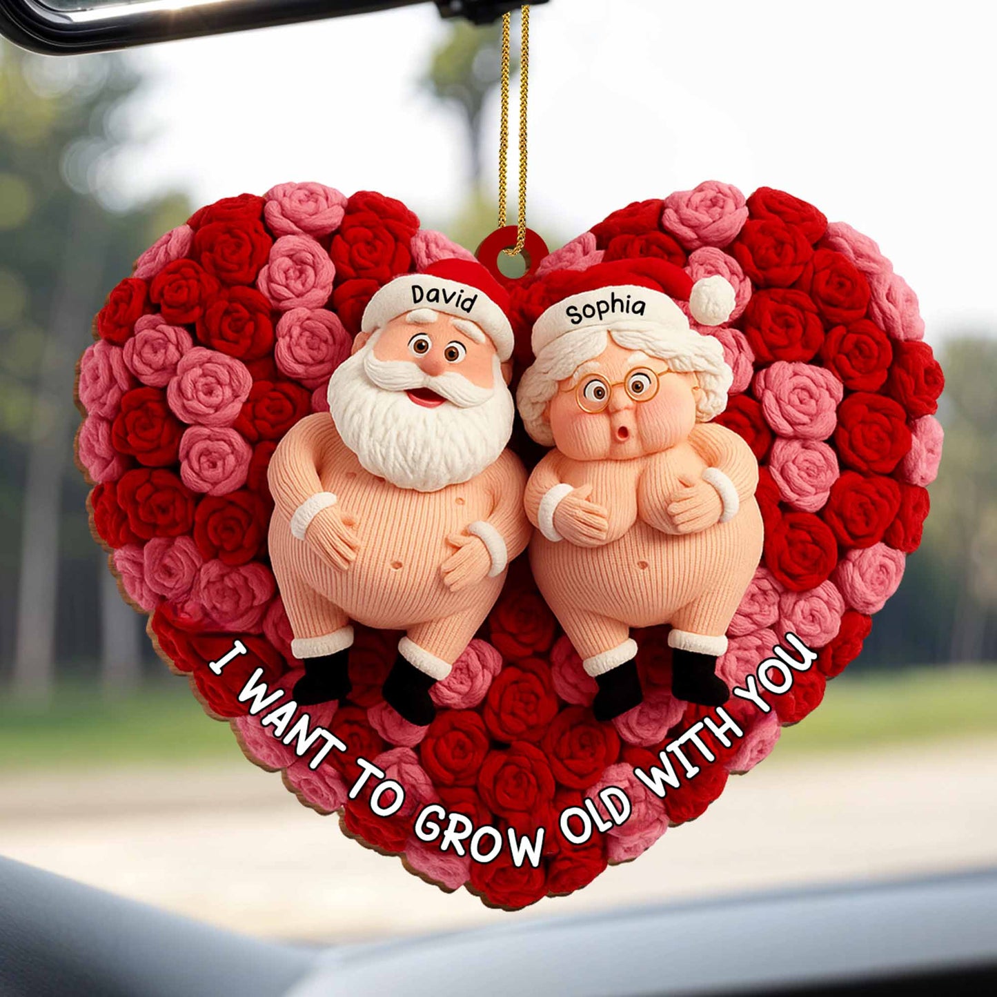 I Want To Grow Old With You, Santa And Flowers Heart