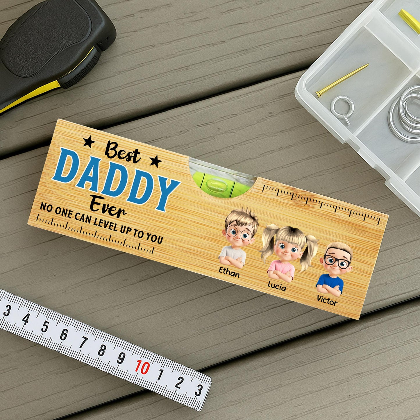 Best Daddy Ever No One Can Level Up To You, Spirit Level And Cartoon Children