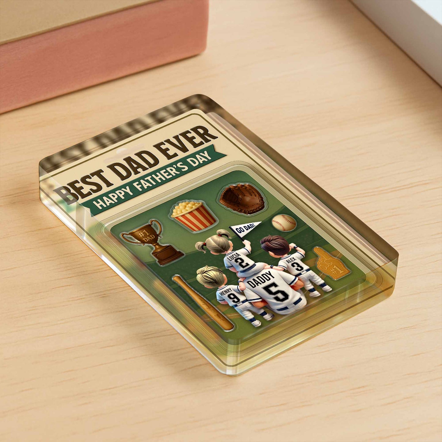 Best Dad Ever Happy Father's Day, Trophy and Baseball Glove