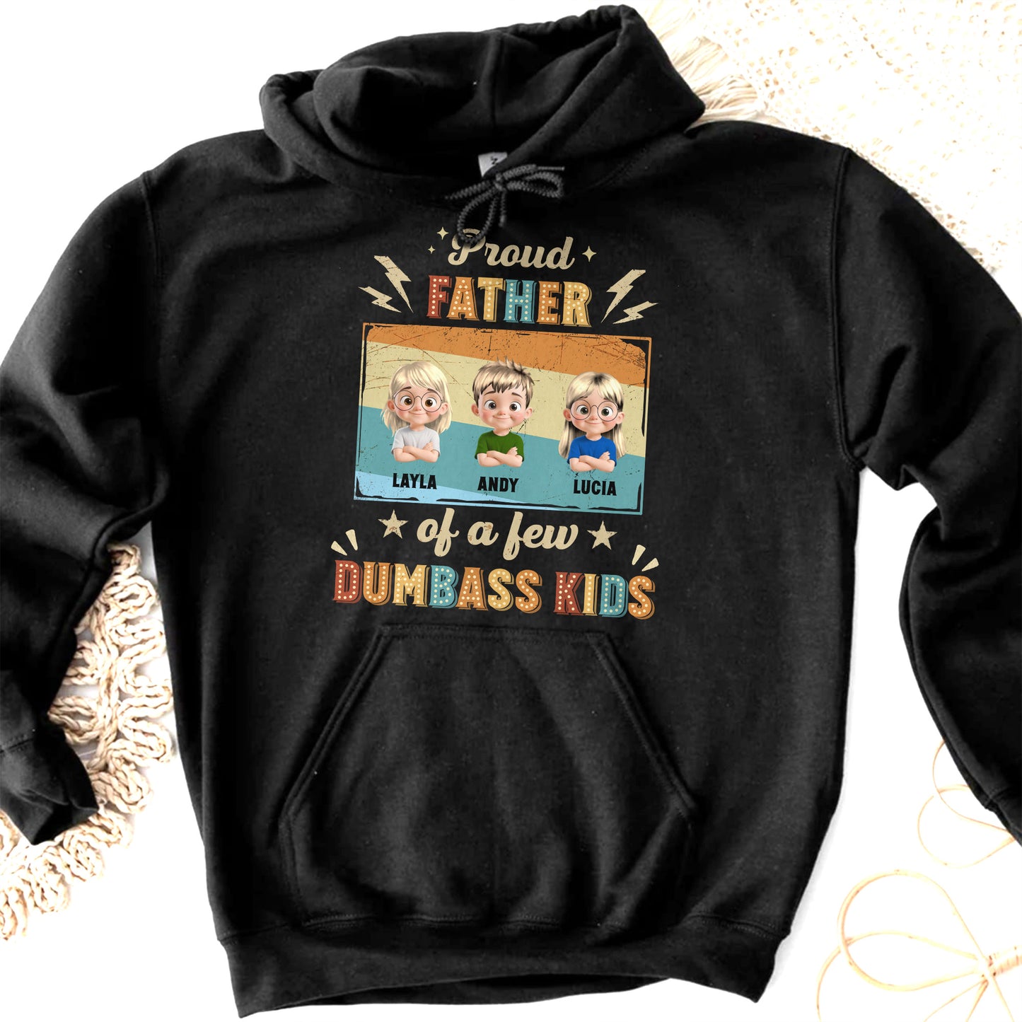 Proud Father Of A Few Dumbass Kids, Stars And Lightning Bolts