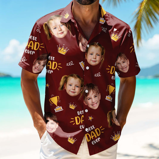 Best Dad Ever, Crown and Trophy - Personalized Custom Unisex Hawaiian Shirt - DAD044_HW