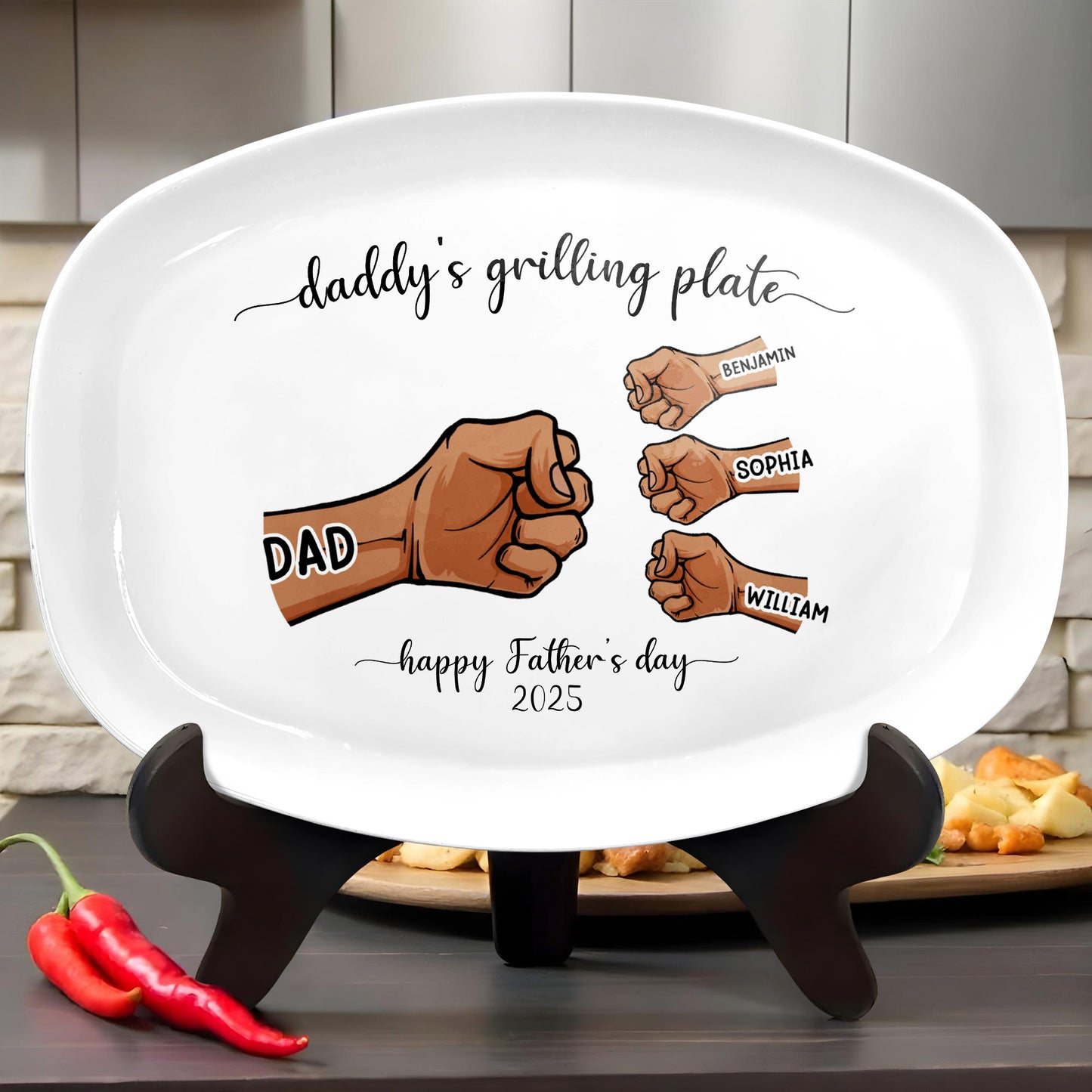 Daddy's Grilling Plate, Happy Father's Day 2025, Fist Bumps