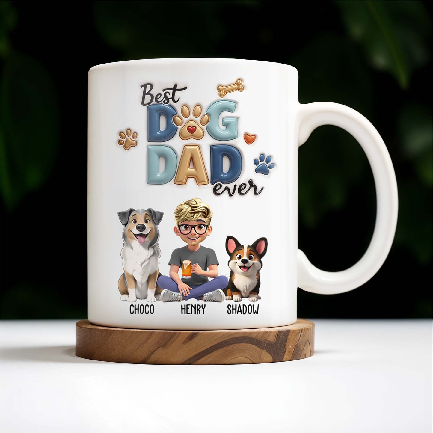 Best Dog Dad Ever, Dogs, Paws, And Beer Mug