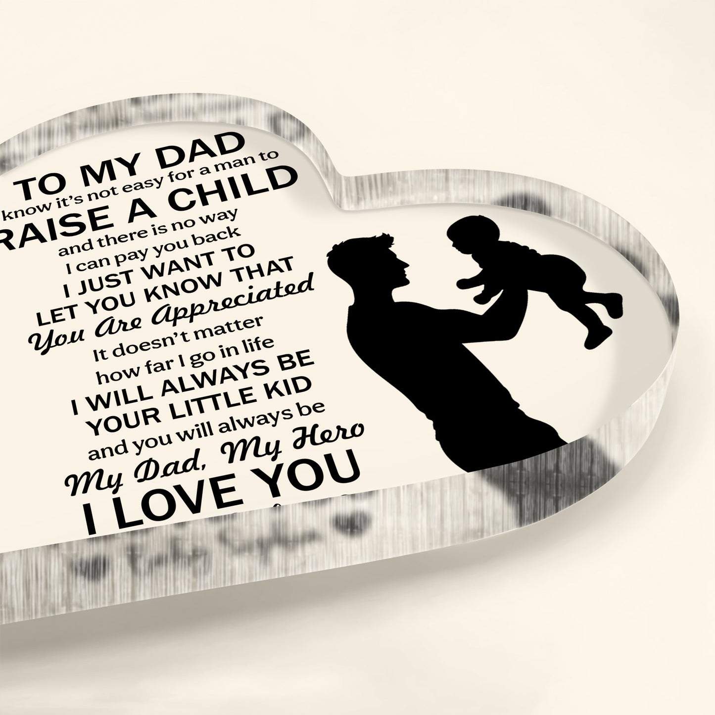 To My Dad, Raise A Child, Father And Child Silhouette And Heart