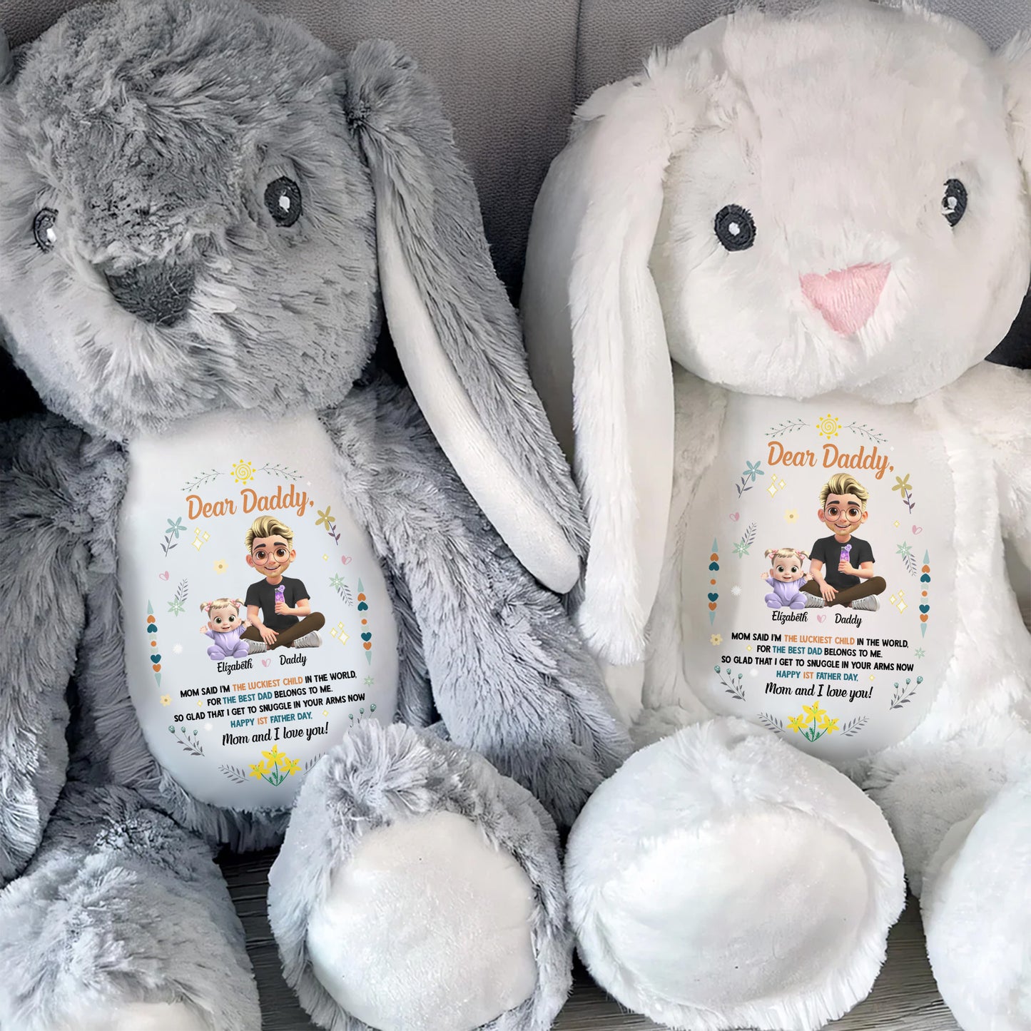 Dear Daddy, Mom Said The Best Daddies Belong To The World, Cartoon Characters And Heart