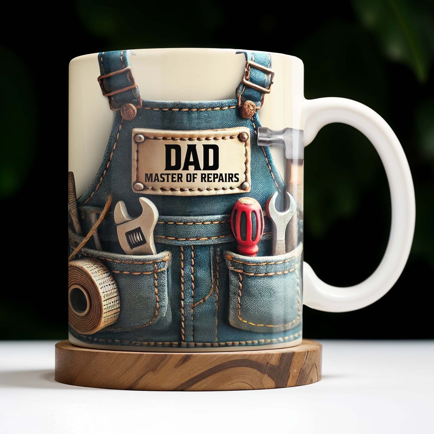 Master of Repairs, Tool Belt, Wrench, Tape Measure - Personalized Custom Coffee Mug - DAD062_MG