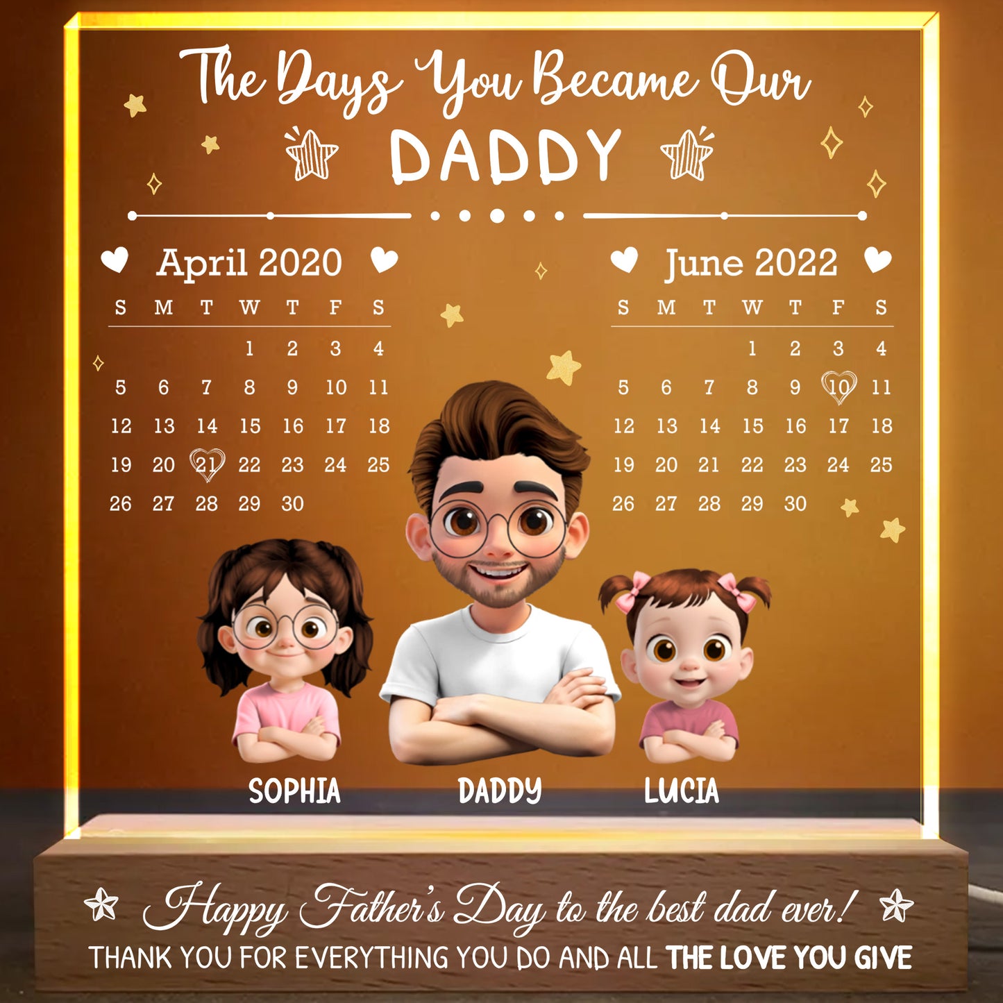 Happy Father's Day To The Best Dad Ever, Family Portrait And Stars