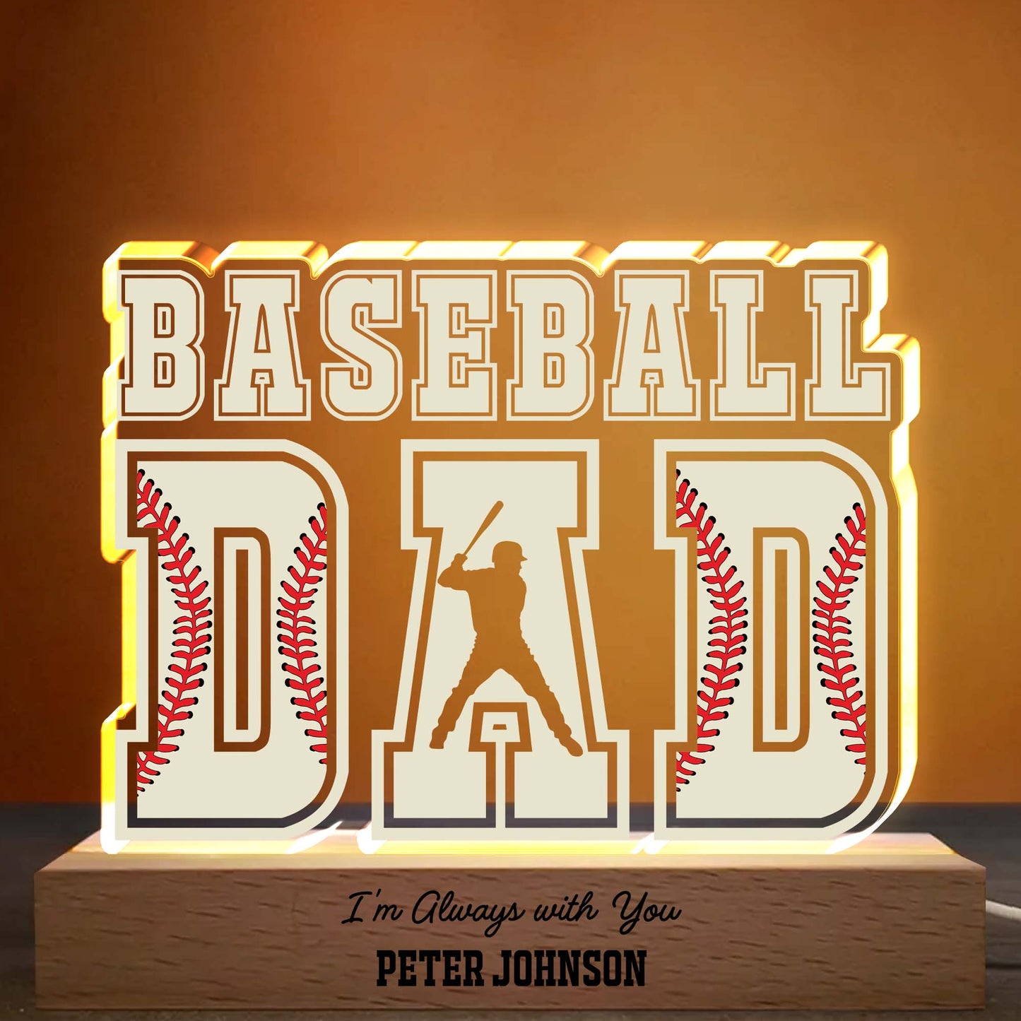 Baseball Dad, I'm Always With You, Silhouette of Player and Bat