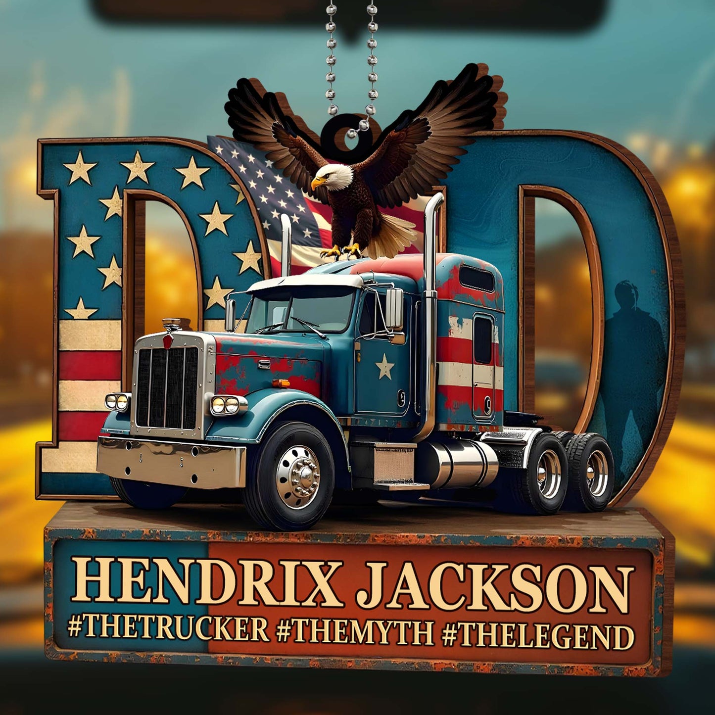 #TheTrucker #TheMyth #TheLegend, Truck, Eagle and American Flag