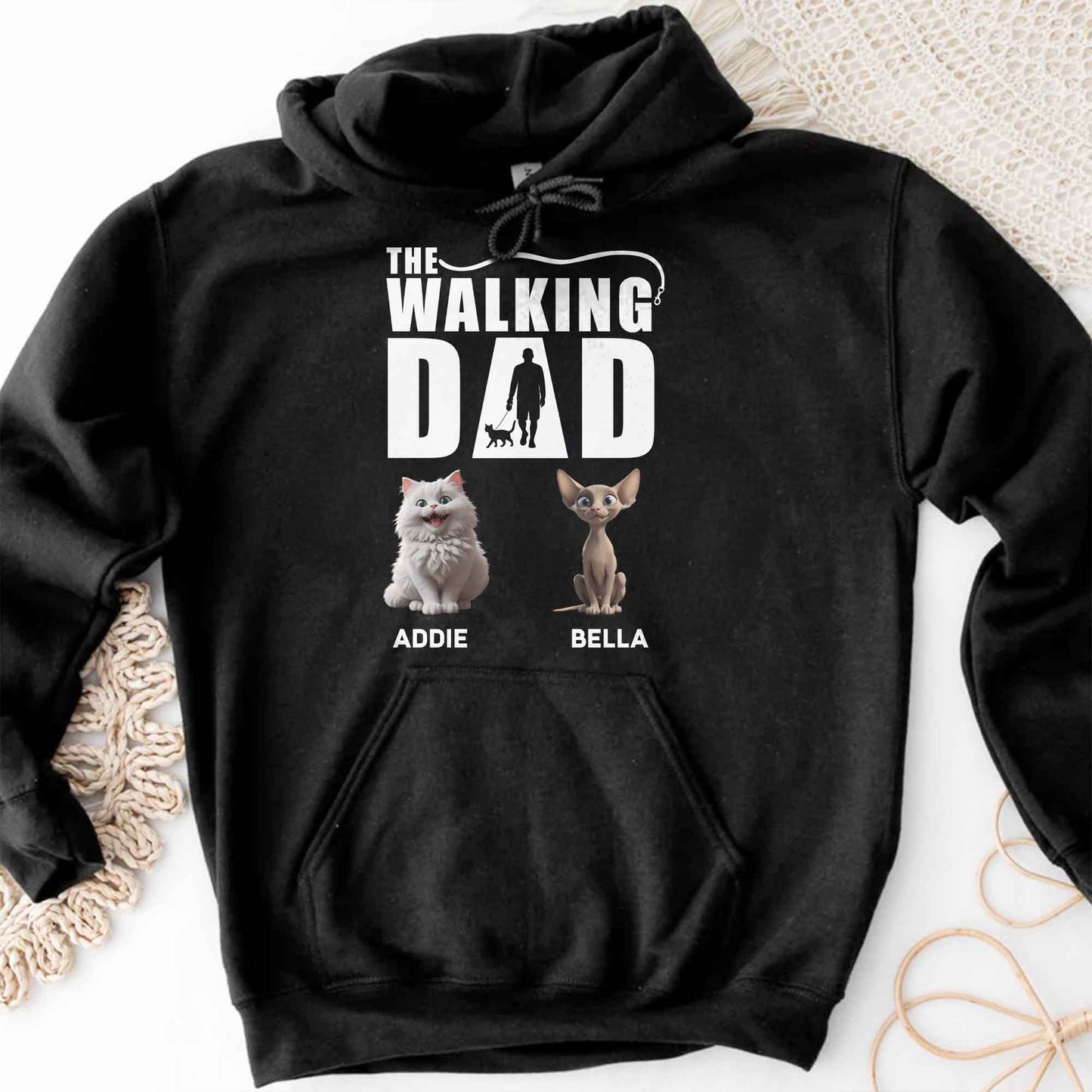 The Walking Dad With Man Silhouette, Dog, And Cats