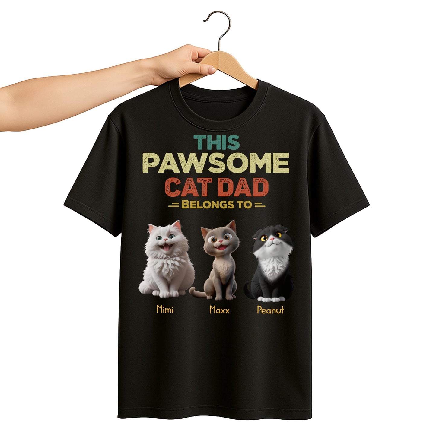 This Pawsome Cat Dad Belong To, Cats And Text - Personalized Custom Unisex T-shirt, Hoodie - DAD142_BBAS