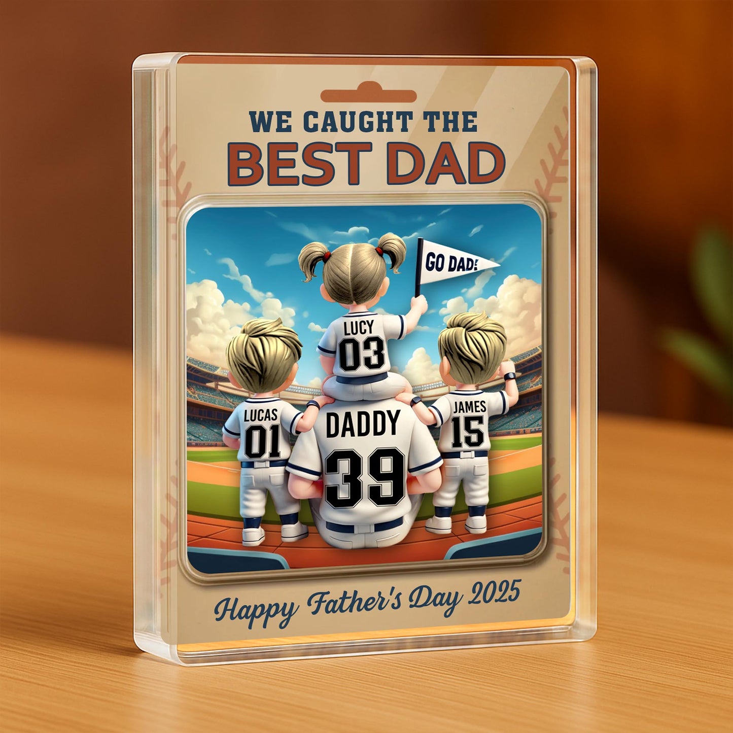 We Caught The Best Dad, Baseball Stadium And Cartoon Family