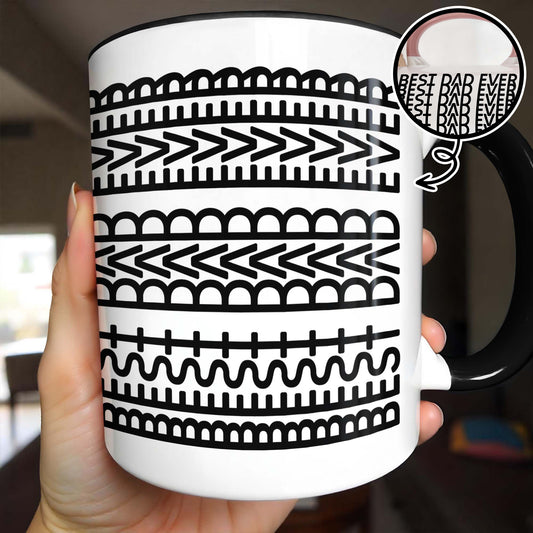 Best Dad Ever With Tribal Patterns - Personalized Custom Accent Mug - DAD213_AMUG